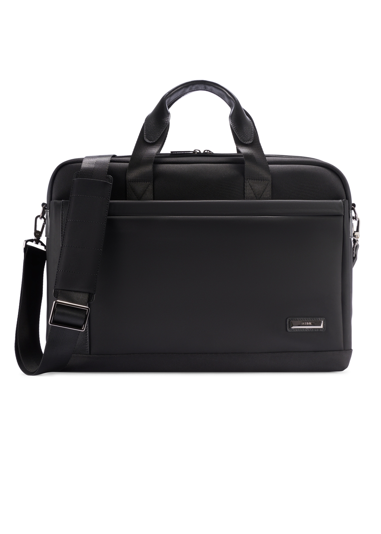 Black men's briefcase TORMN-0403-99(W26), product view from the front on a white background.