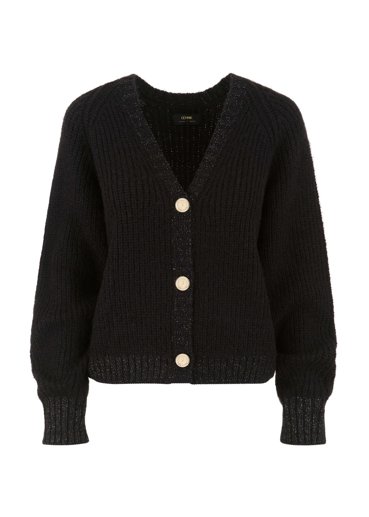 Black oversize cardigan for women KARDT-0036-99(Z23)-04