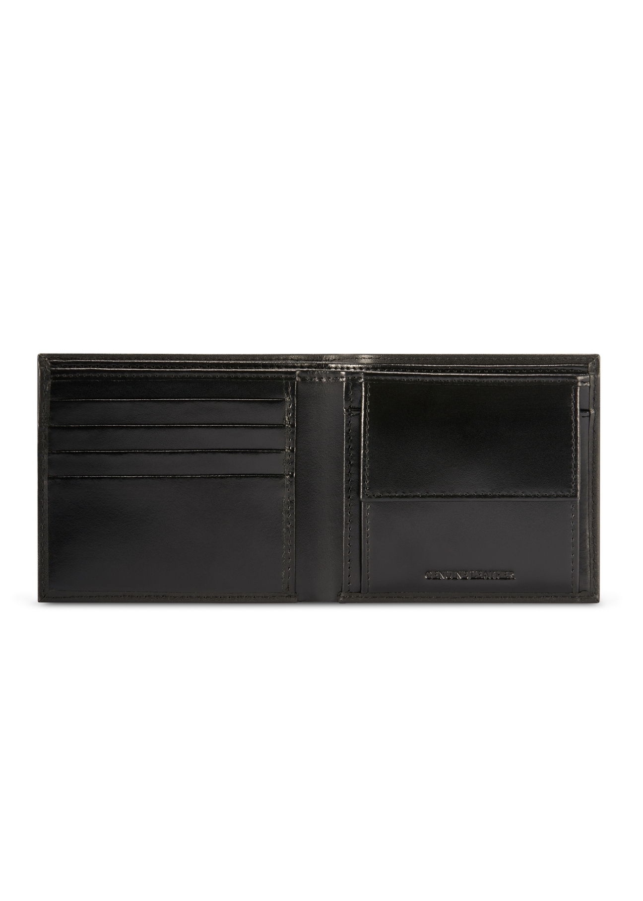 Black men's leather wallet PORMS-0655-99(Z25), product view from the inside on a white background.