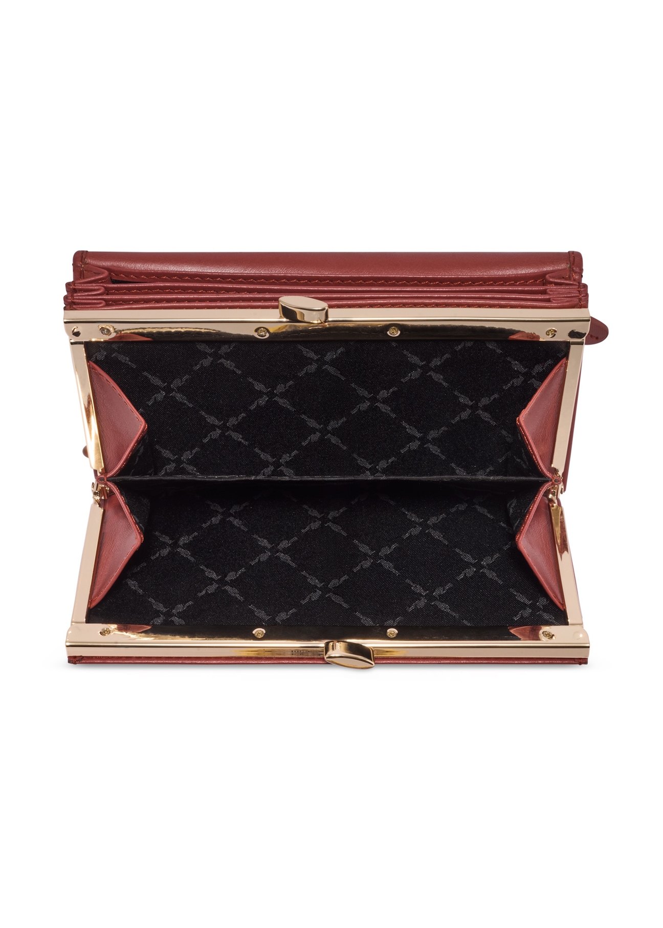 Red large leather women's wallet PORES-1024-3D(Z26), product view inside on white background.