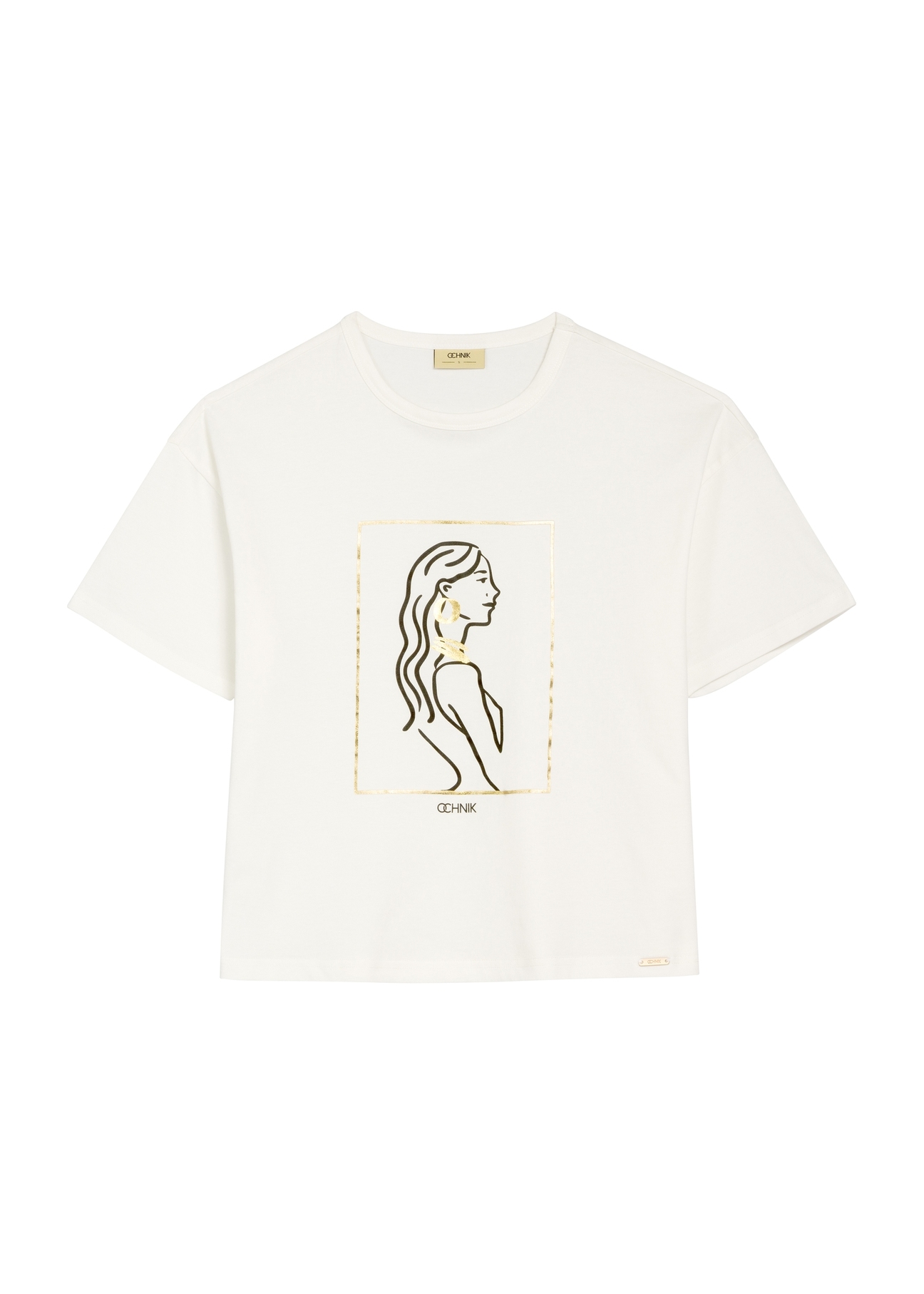 White women's T-shirt with print TSHDT-0153-0B(W26), front product view on white background.