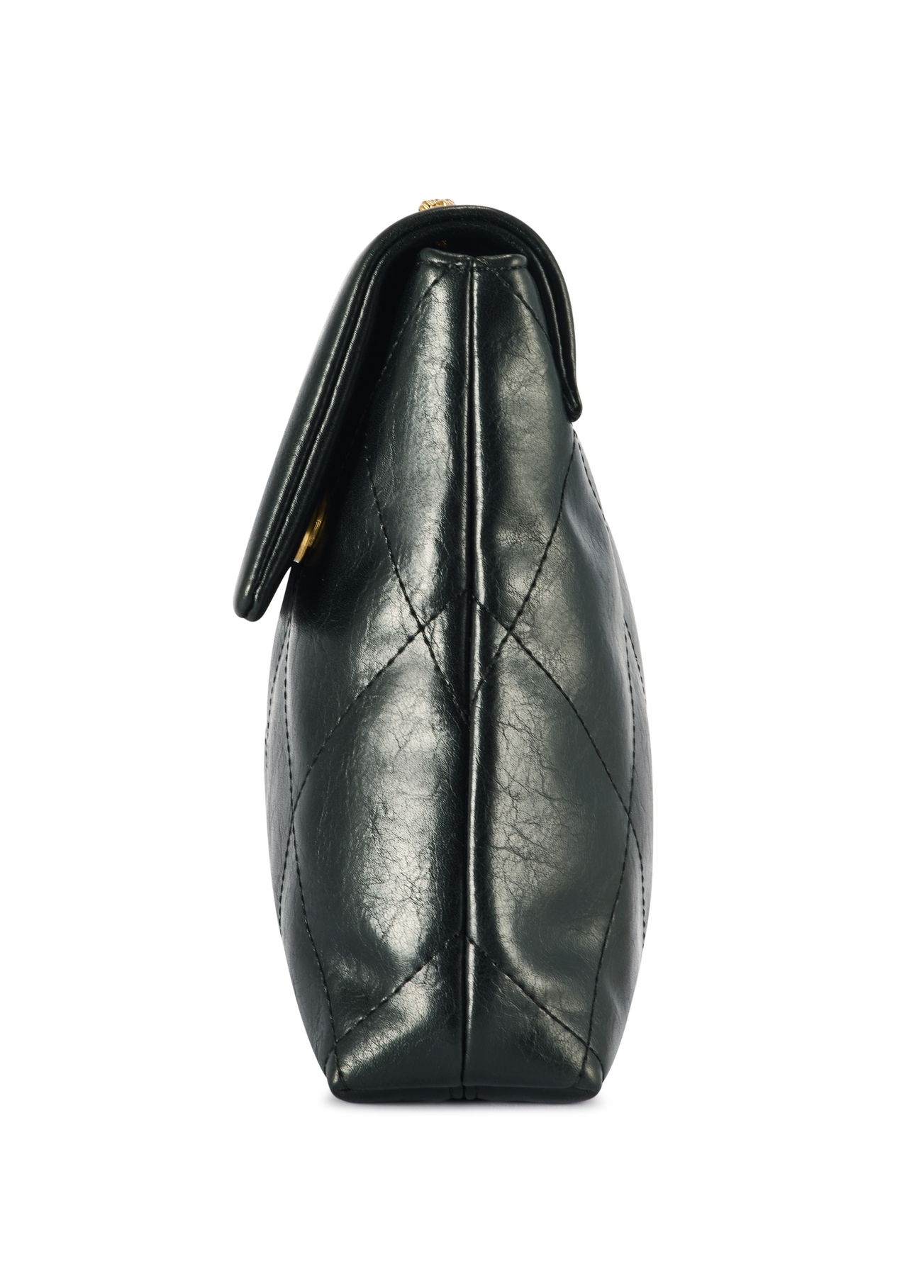 Black women's handbag with chain TOREC-1099-99(Z25), product view from the side on a white background.