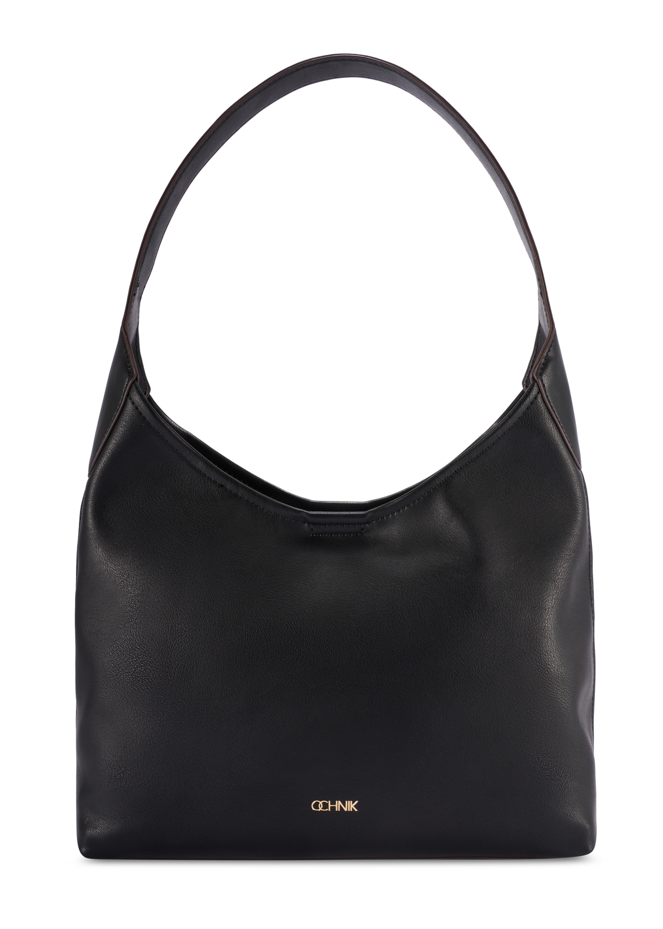 Black medium women's handbag TOREC-1200-99(W26), product view from the front on a white background.
