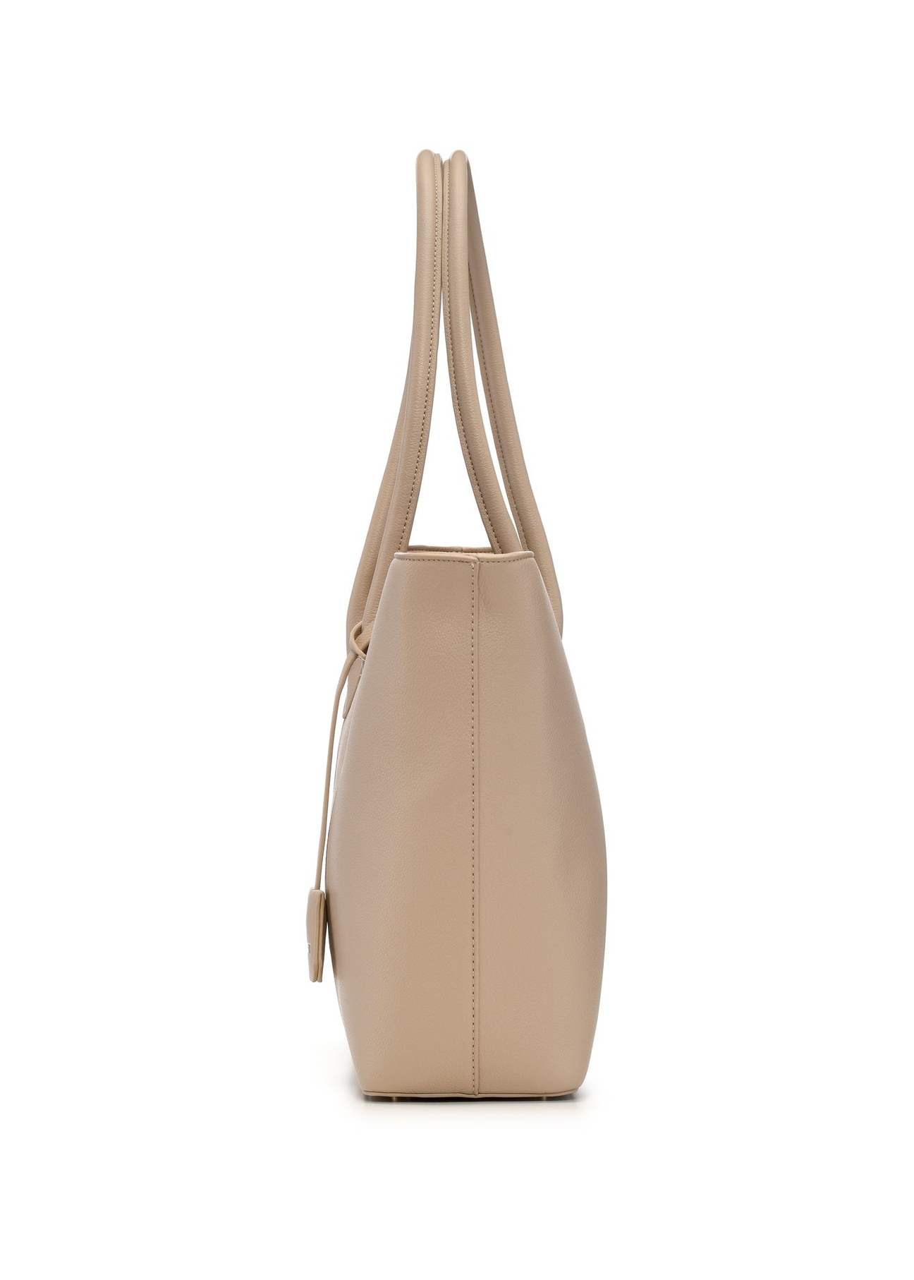 Beige women's shopper bag TOREC-1241-1B(Z26) - side view of the product, on a white background.