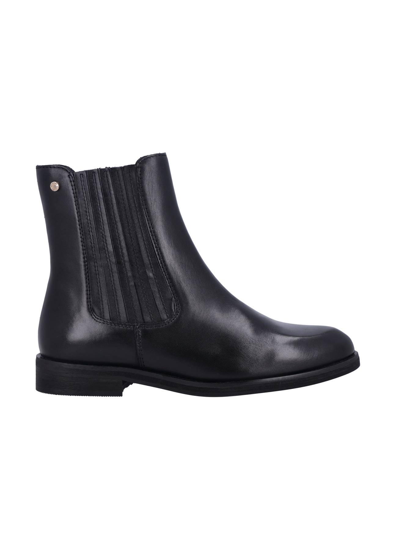 Women's black leather Chelsea boots BUTYD-1279-99(Z26), side view of the product on a white background.