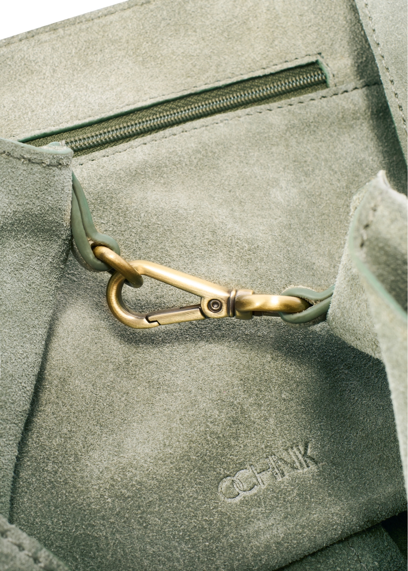 Sage leather women's handbag TORES-1252-8F(W26) - close-up view of the product detail on a white background.