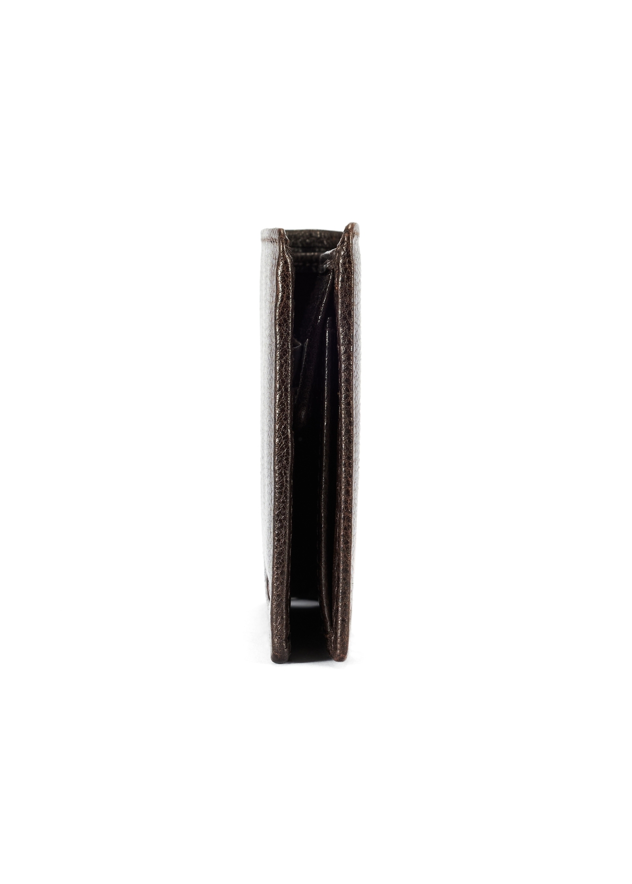 Brown men's leather wallet PORMS-0654-89(W25) - side product view on white background.