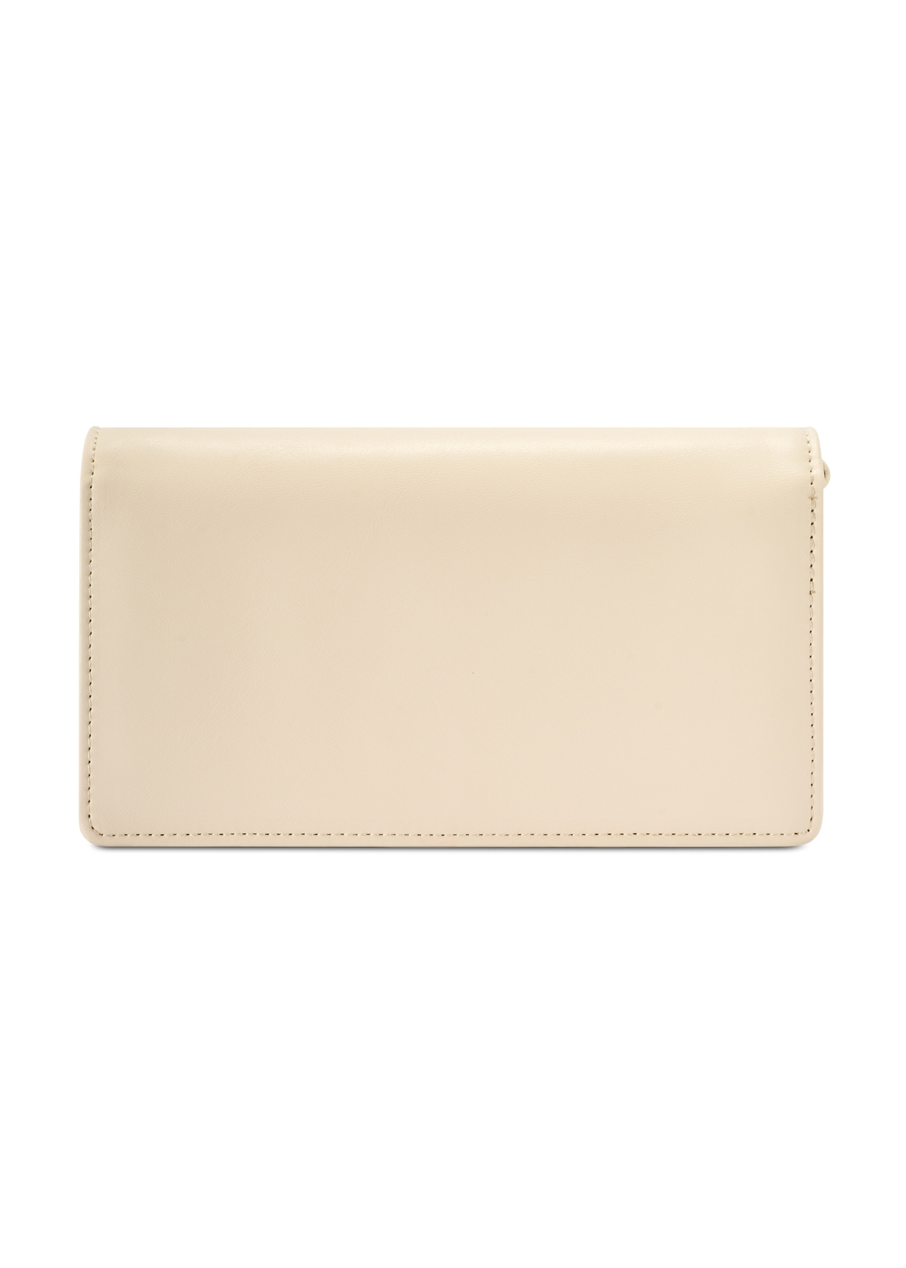 Cream women's wallet with strap POREC-0431-0B(W26) - product view from the back, on a white background.