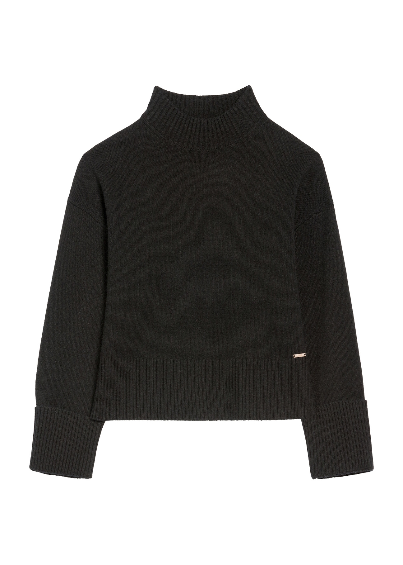 Black women's wool sweater SWEDT-0244-99(Z25), front product view on white background.