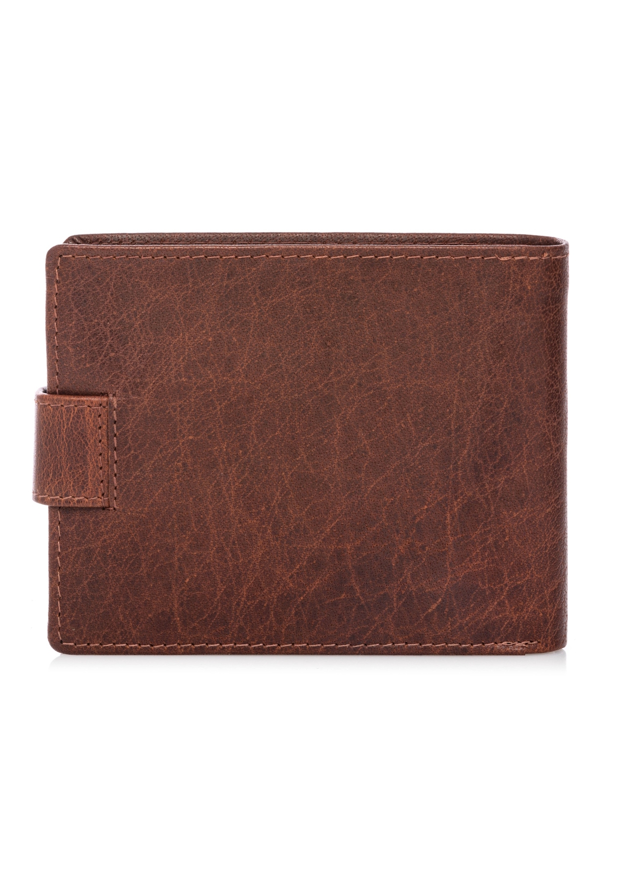 Men's leather wallet in cognac color PORMS-0691-1H(W26), product view from the back on a white background.