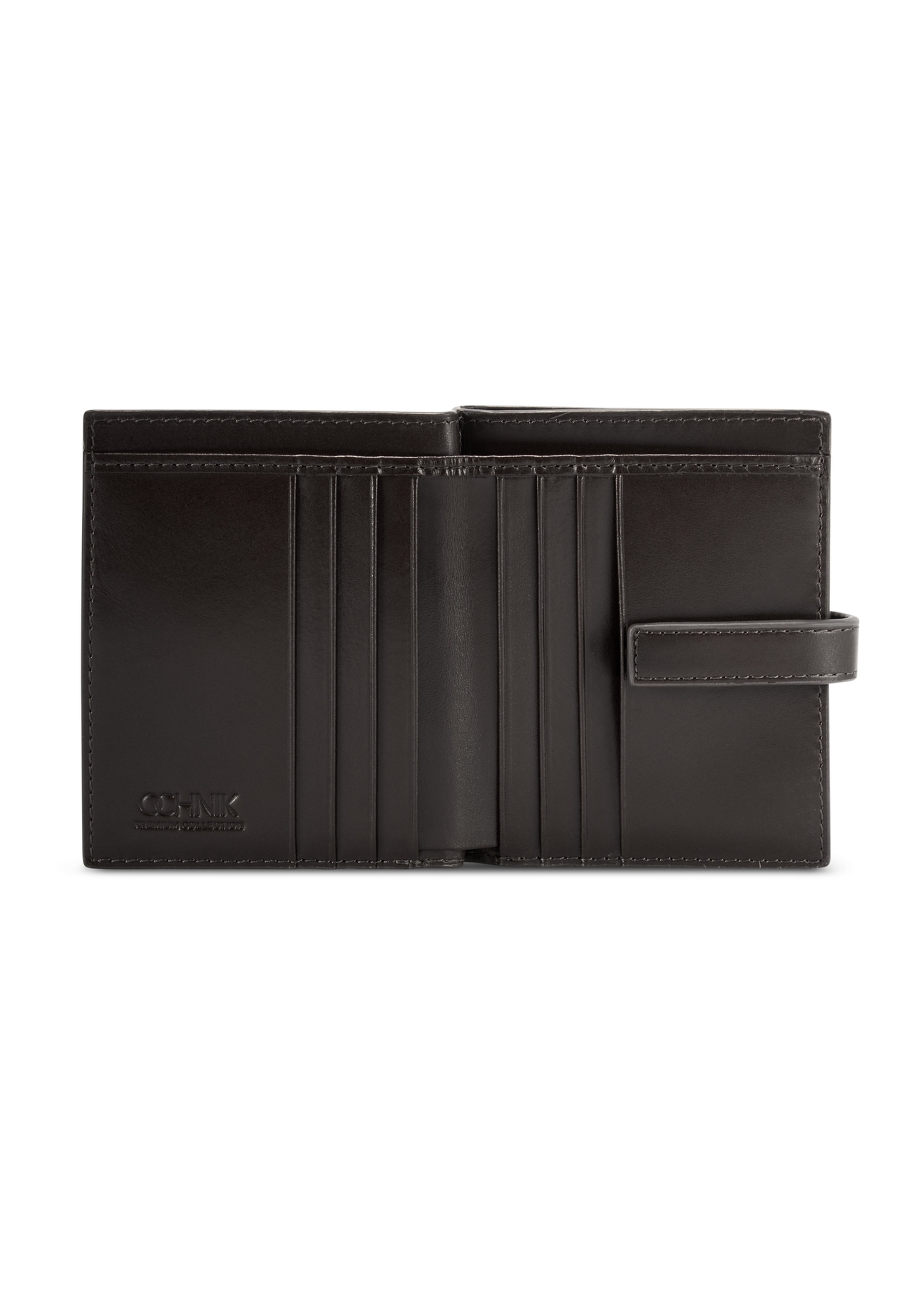 Black leather women's wallet PORES-0975-99(Z25), product view from the inside on a white background.