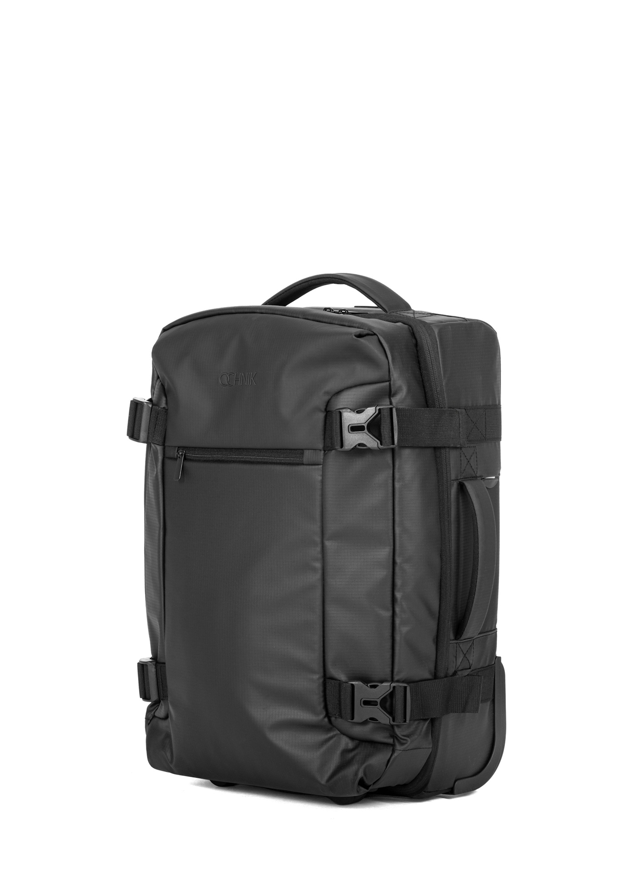 Small suitcase on wheels WALNY-0047-99-19(W26) - diagonal view of the product, on a white background.