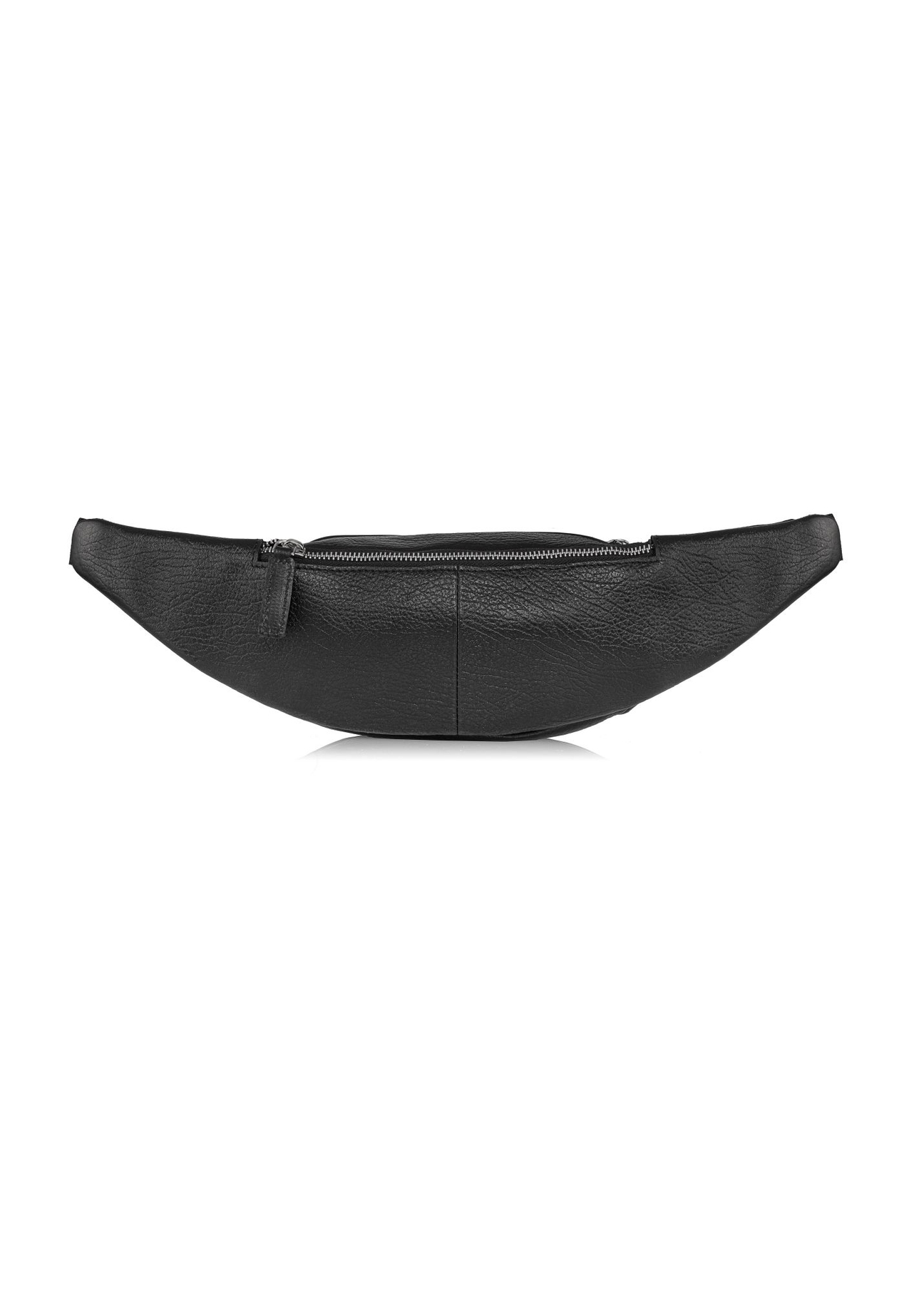 Men's black leather waist bag with logo TORMS-0295A-99(Z25) - back view of the product on a white background.
