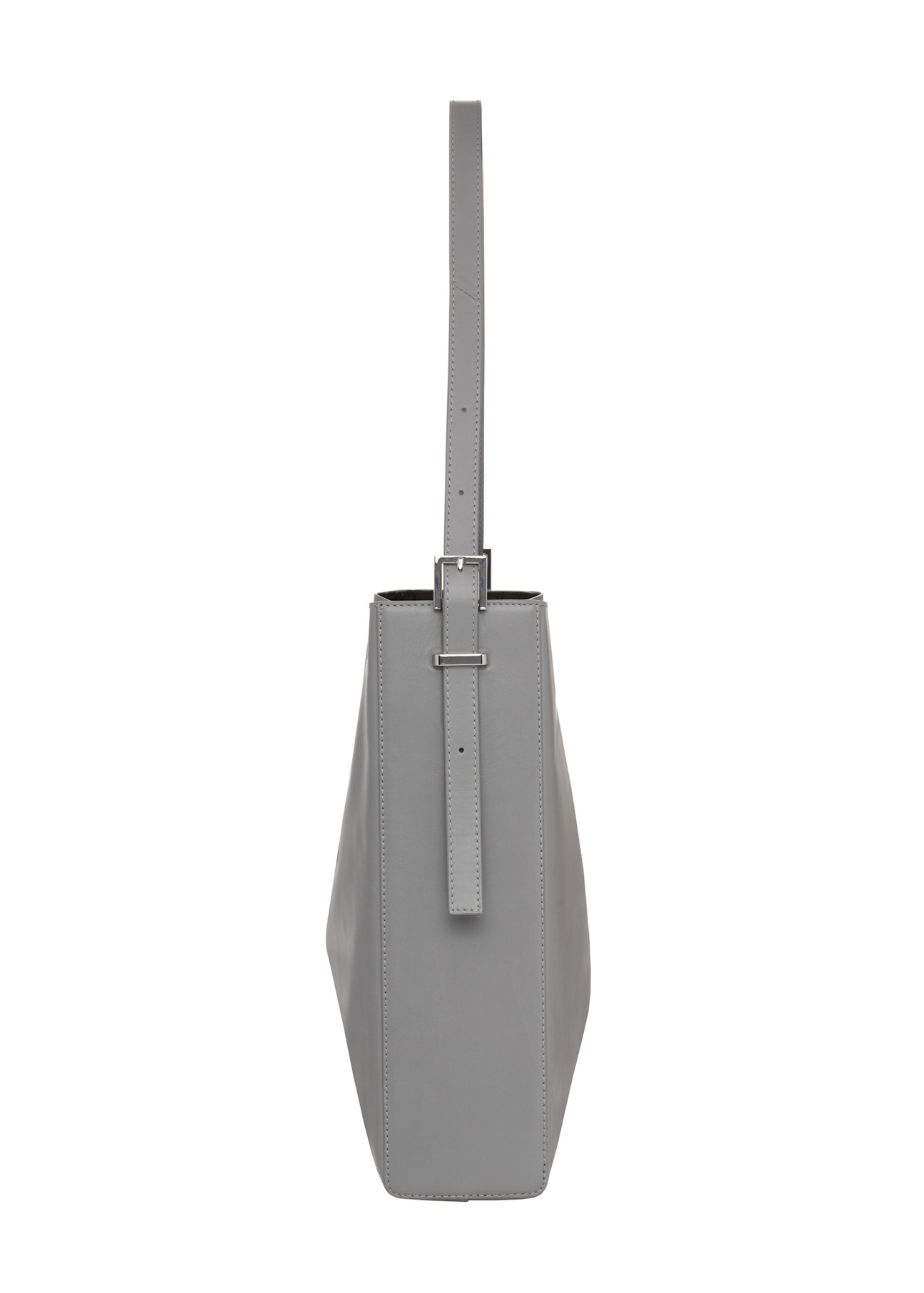 Graphite leather shopper bag TORES-1436-9D(Z26), side view of the product on a light background.