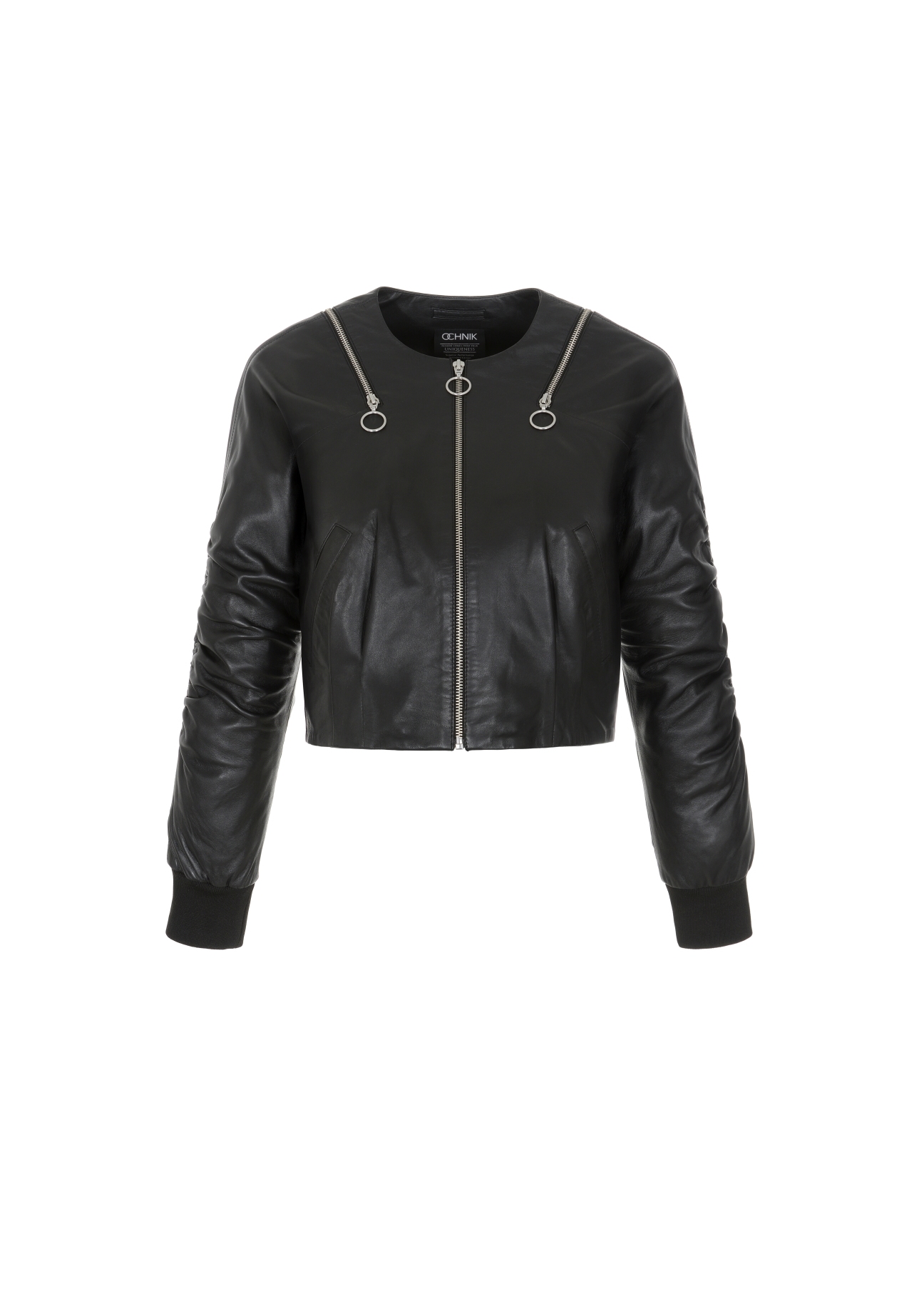 Women's leather jacket with creases KURDS-0350-5339(W22)-04