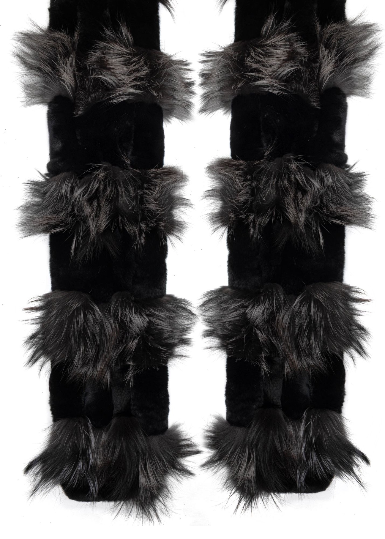 Black women's fur scarf SZADF-0025-9J(Z26) - product view from above, on a white background.