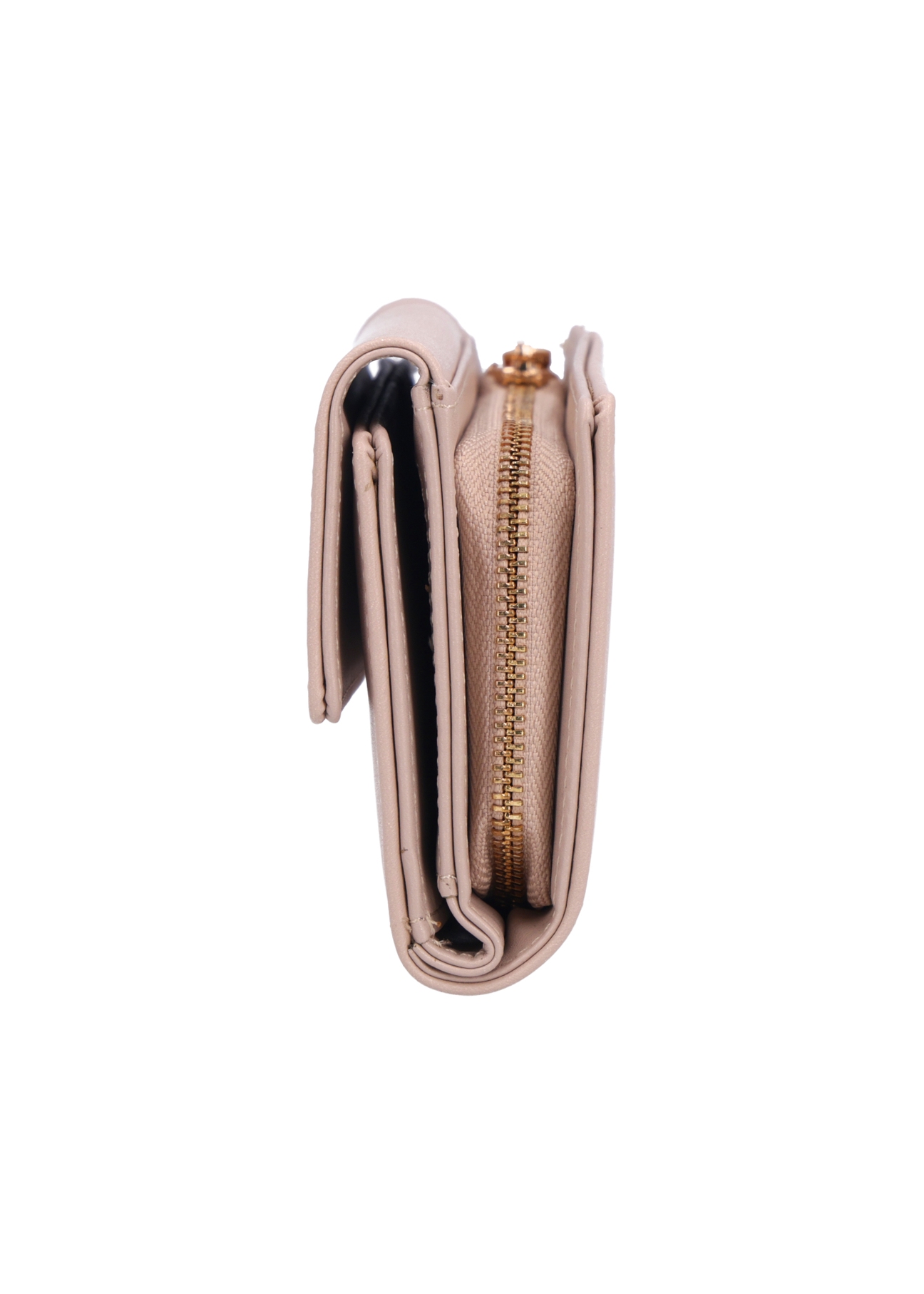 Light beige women's wallet POREC-0426-1B(Z26), side view of the product on a light background.