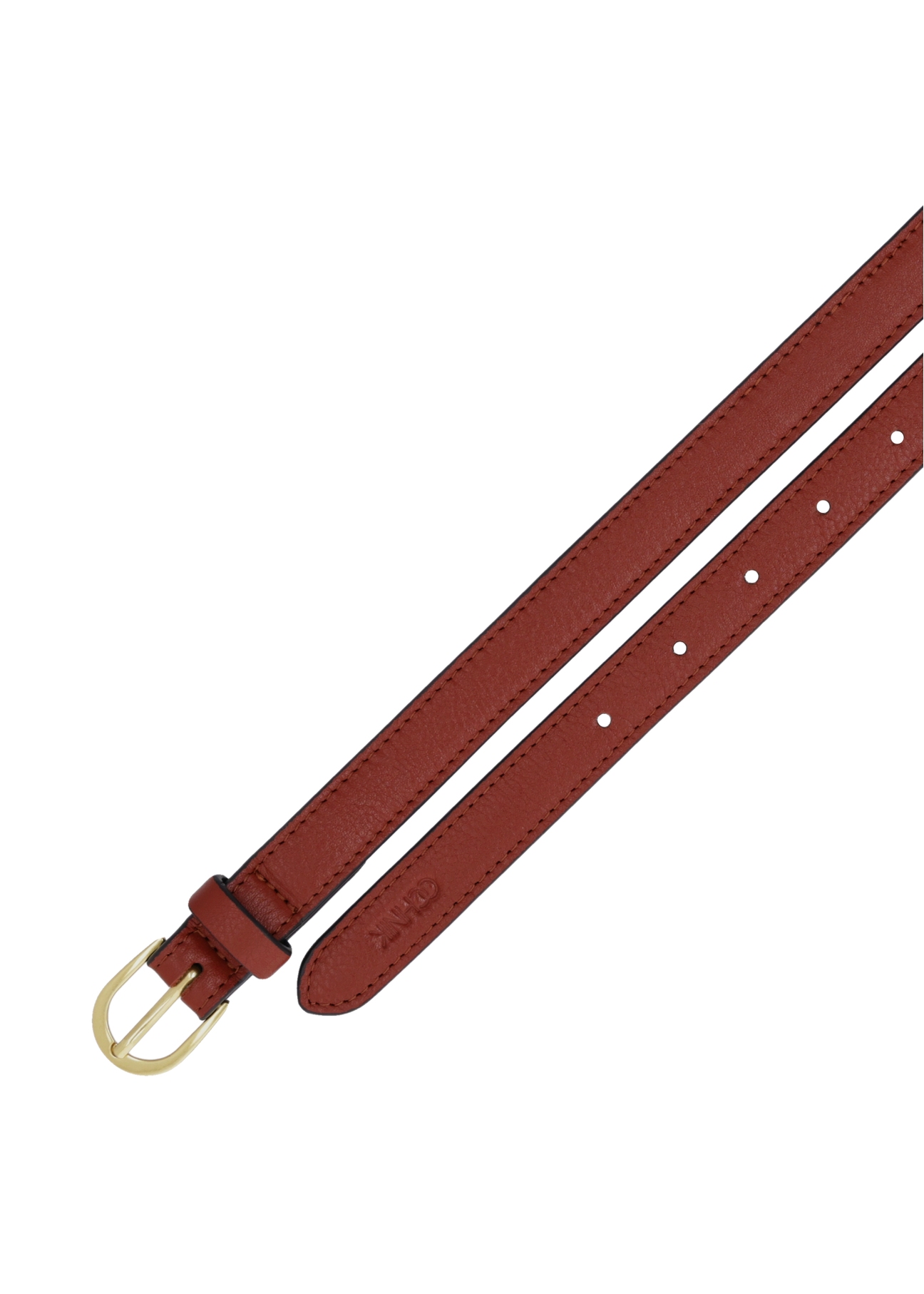 Women's leather belt in a red shade PASDS-0344-3D(Z26), product view from above on a white background.