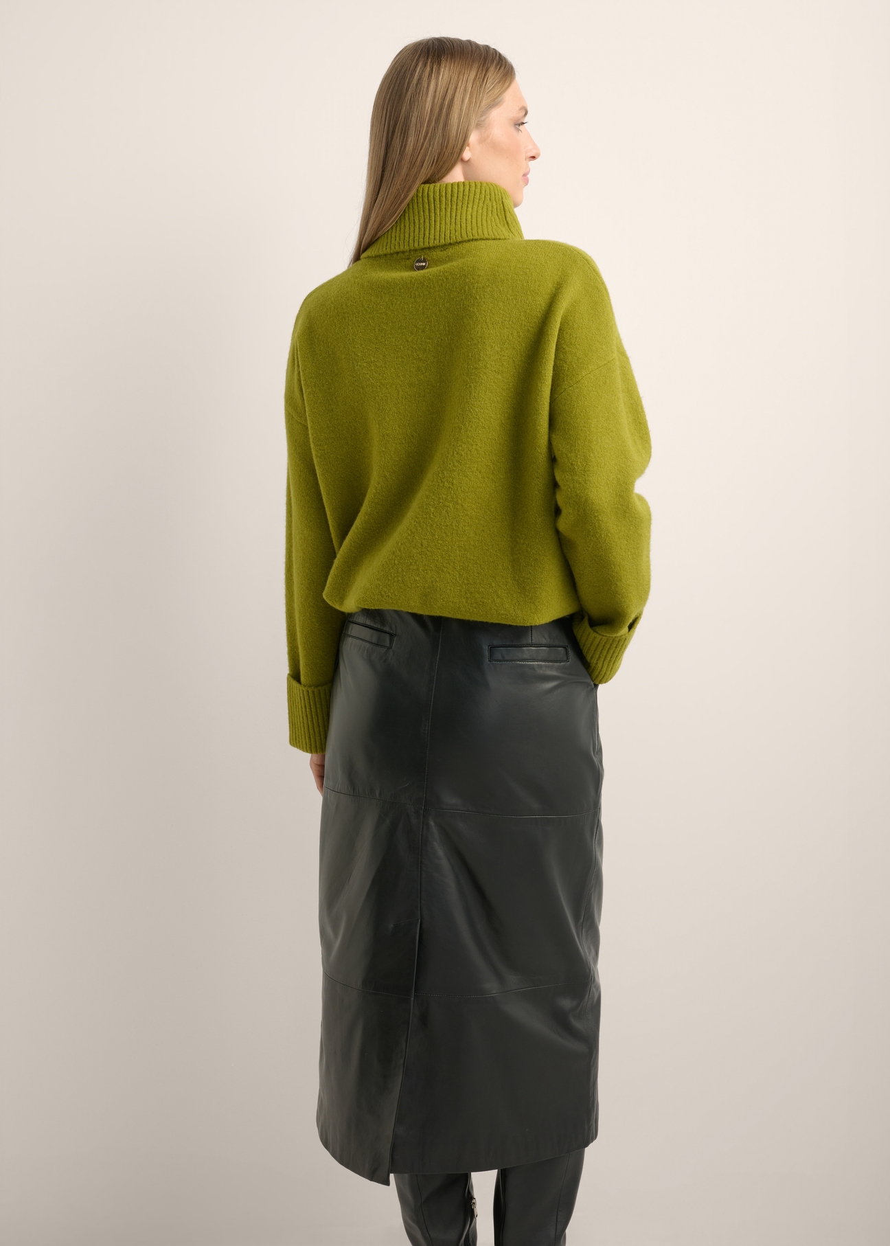 Women's olive wool-blend turtleneck SWEDT-0249-8E(Z26)