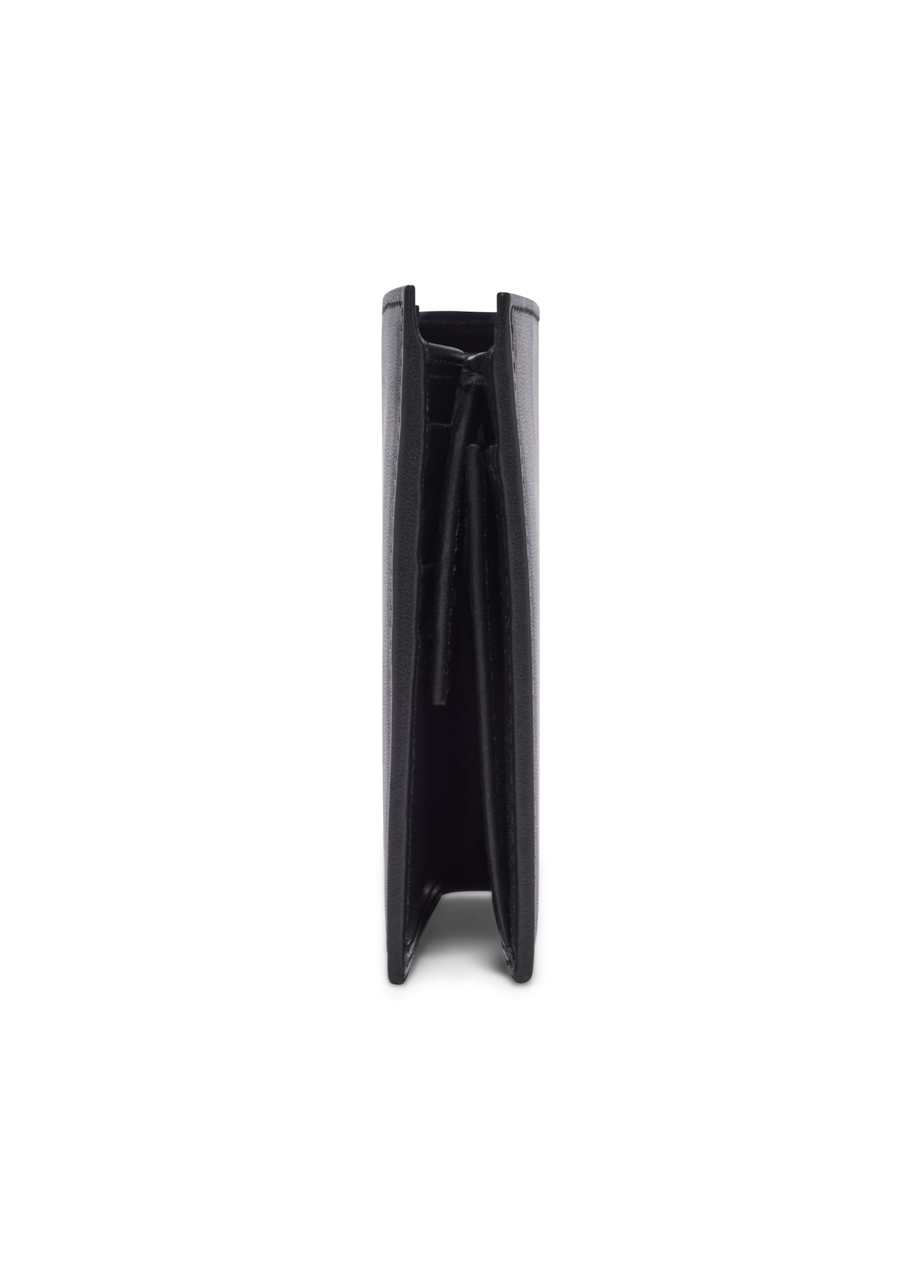 Black men's leather wallet PORMS-0714-99(Z26), side view of the product on a white background.
