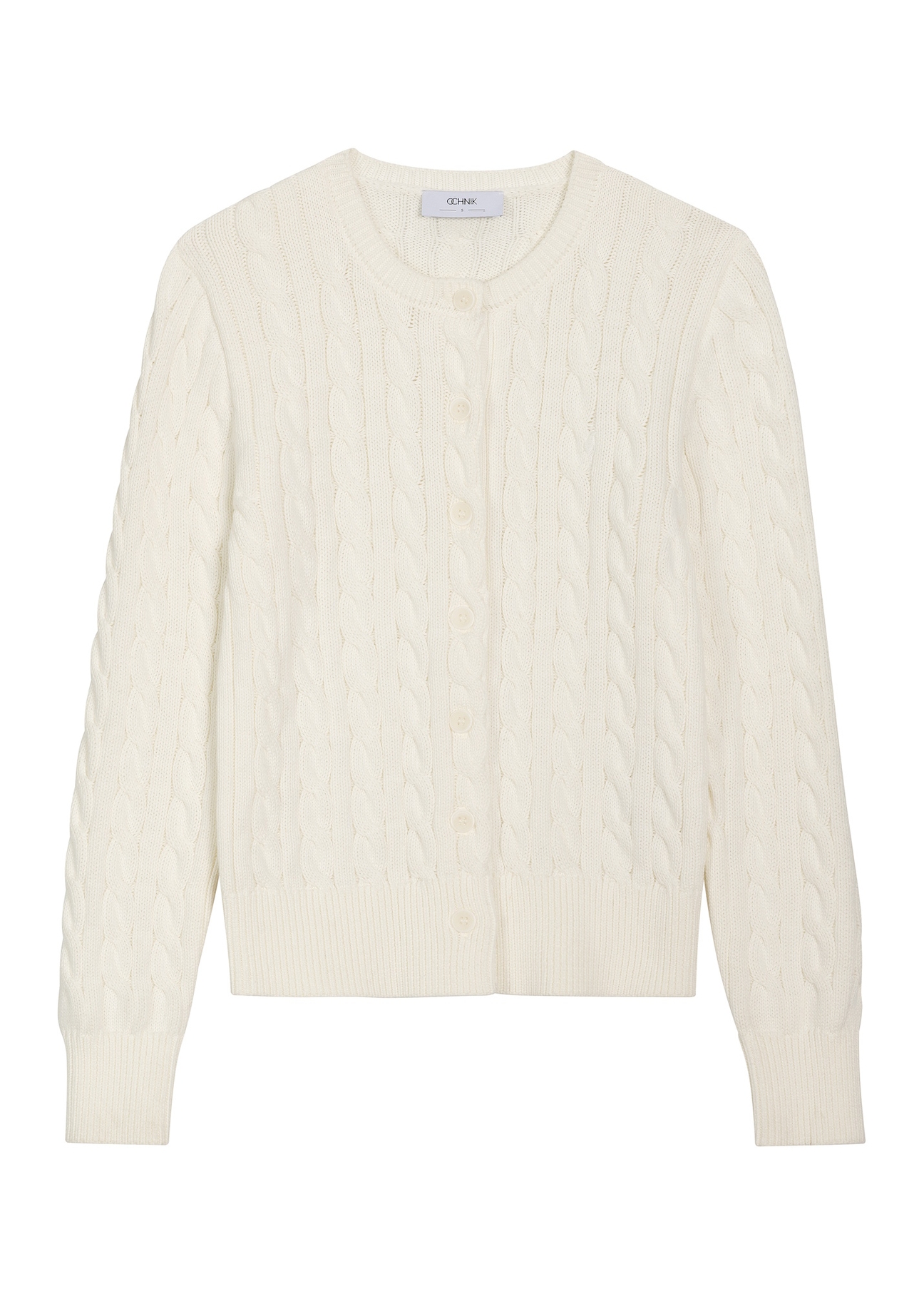 Cream cotton women's cardigan KARDT-0067-0B(Z26), front product view on white background.