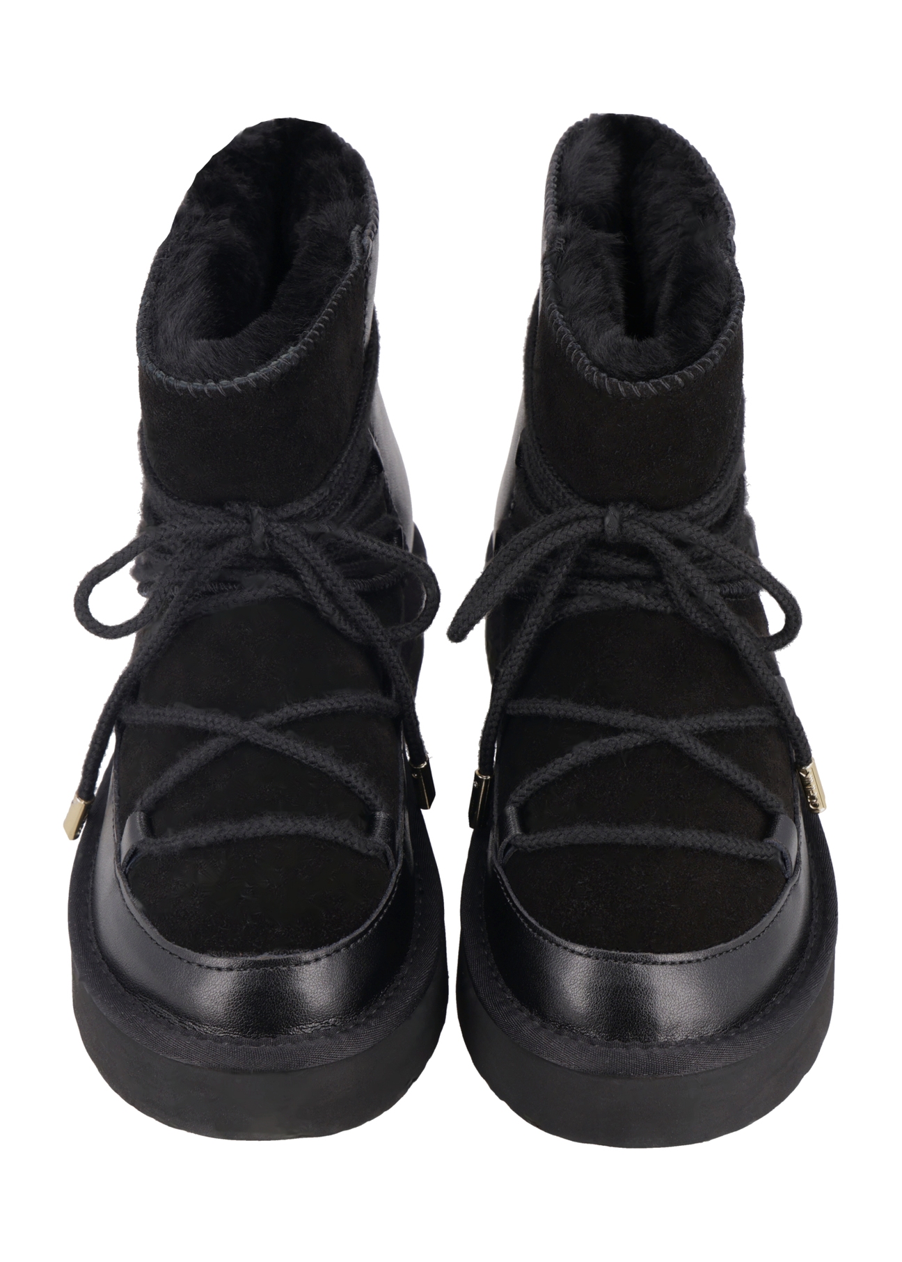 Black women's snow boots BUTYD-1221-9J(Z26), front product view on white background.