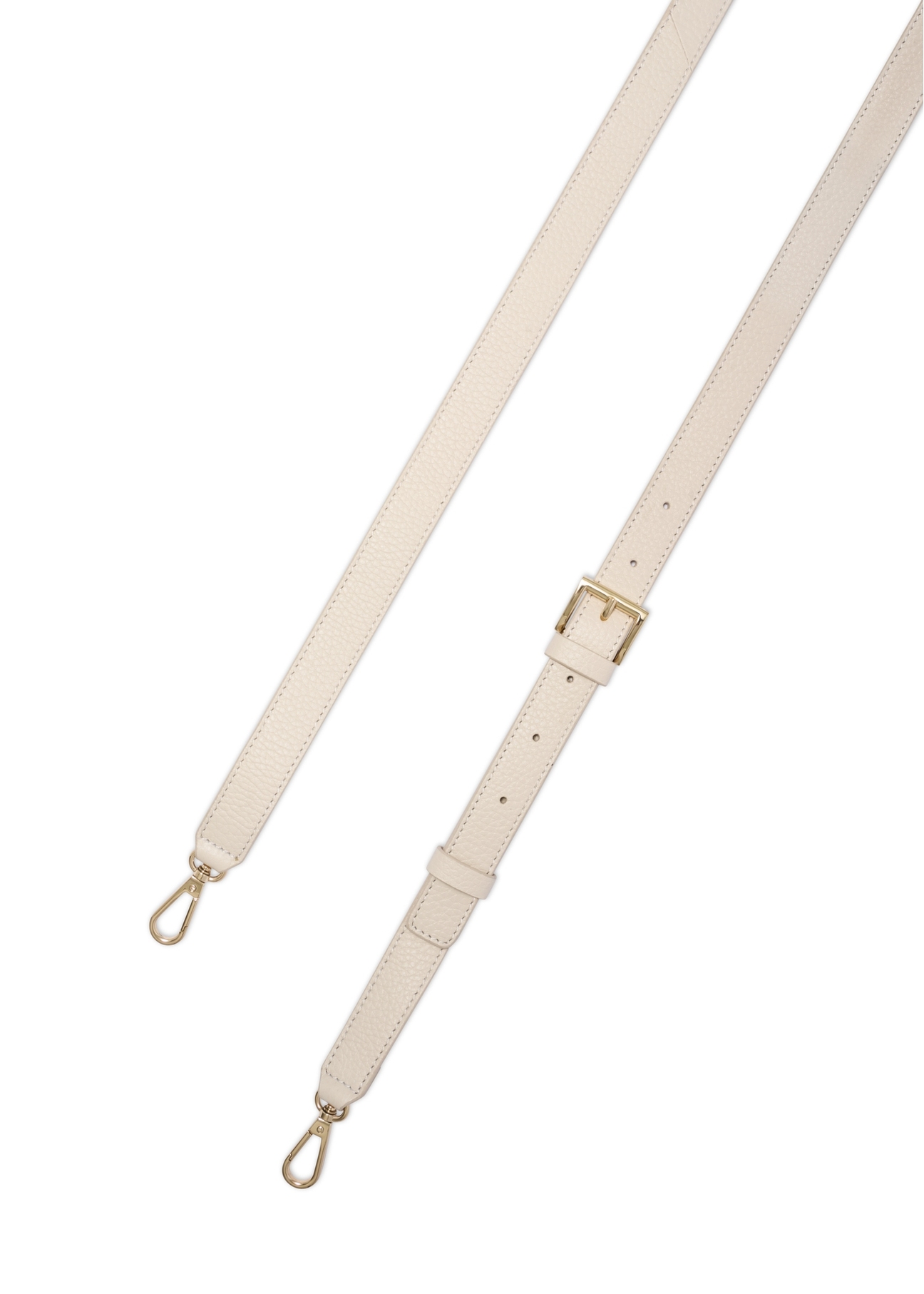 Cream leather women's shopper handbag TORES-1204-0B(W26), close-up of the product strap, view on a white background.
