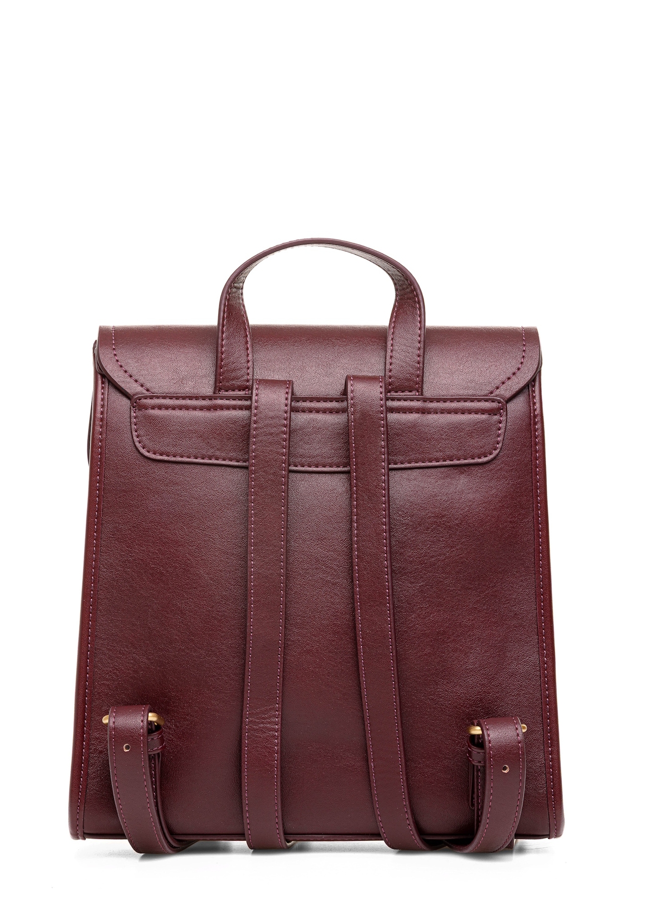 Burgundy medium elegant women's backpack TOREC-0985A-49(Z25), product view from the back on a white background.