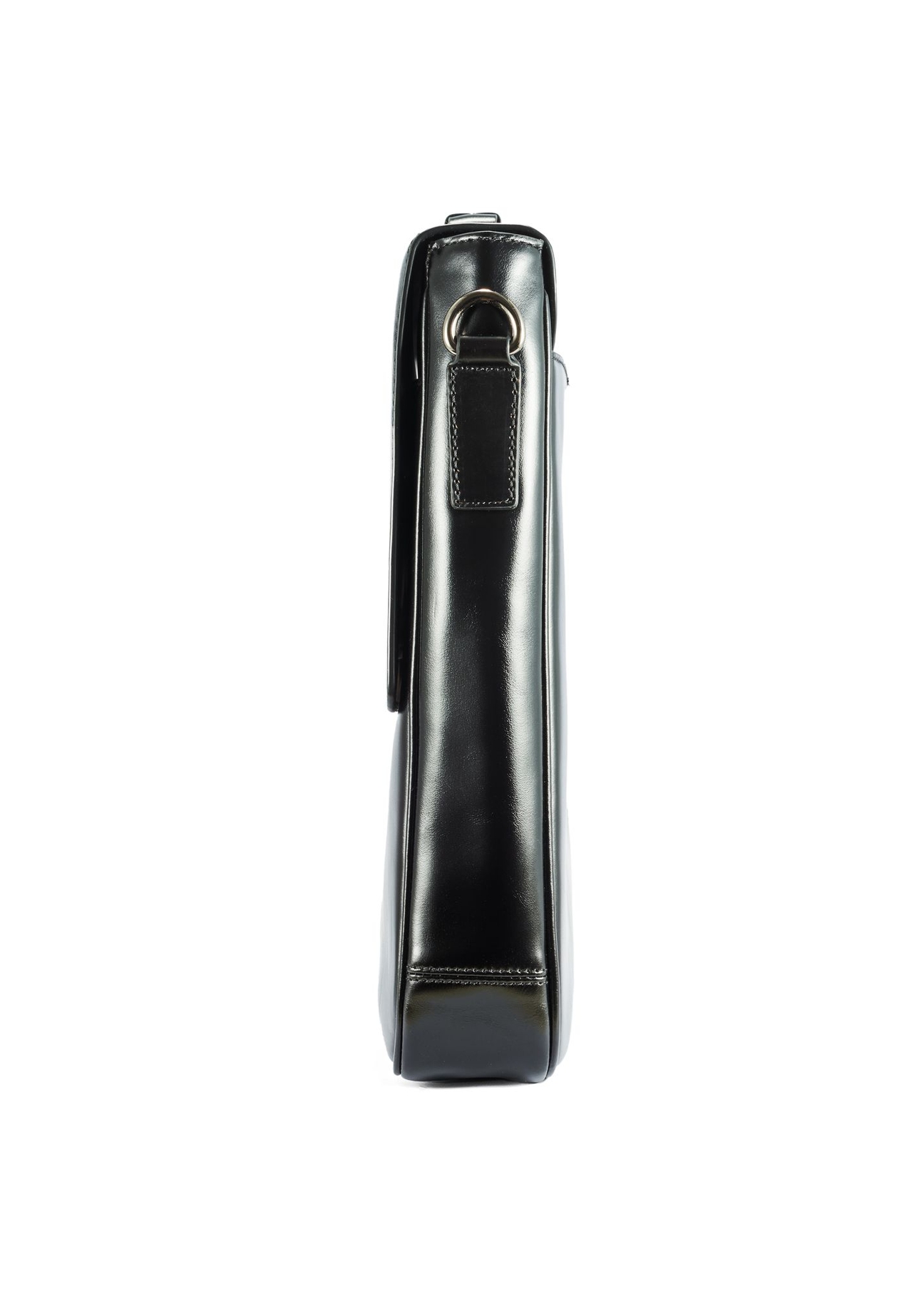 Black leather men's briefcase TORMS-0467-99(Z25) - side view of the product on a white background.