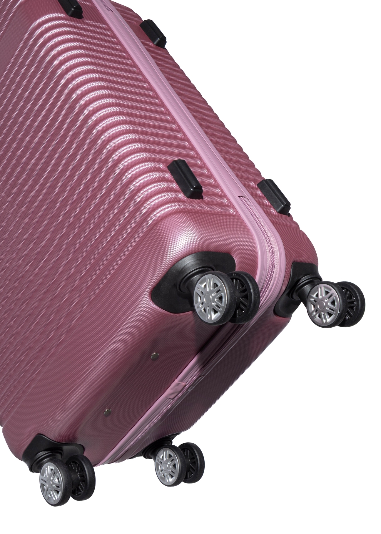 Large wheeled suitcase WALAB-0040-5B-28(W26) – close-up of the wheels, on a white background.