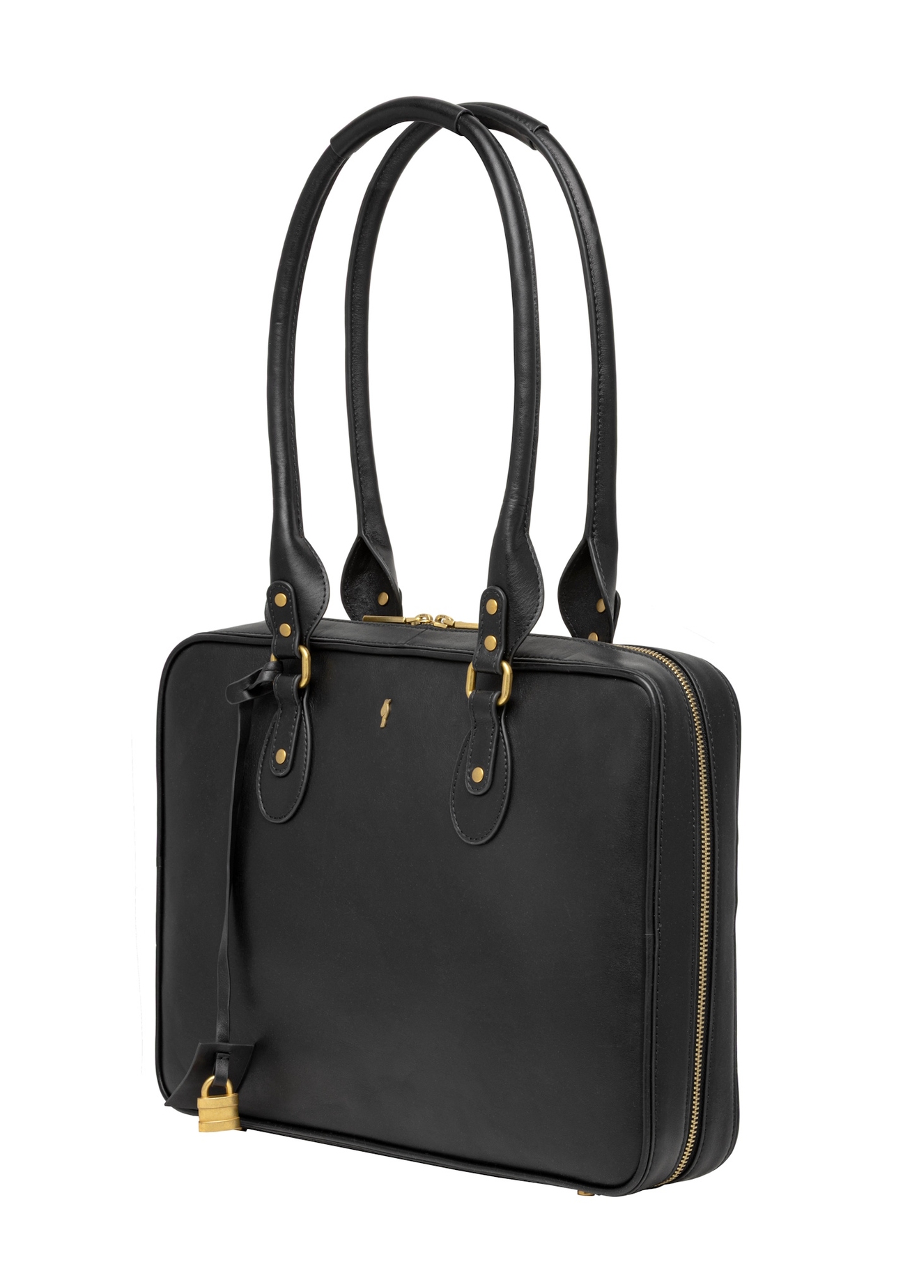 Black leather women's bag TORES-1370-99(Z26), diagonal product view on white background.