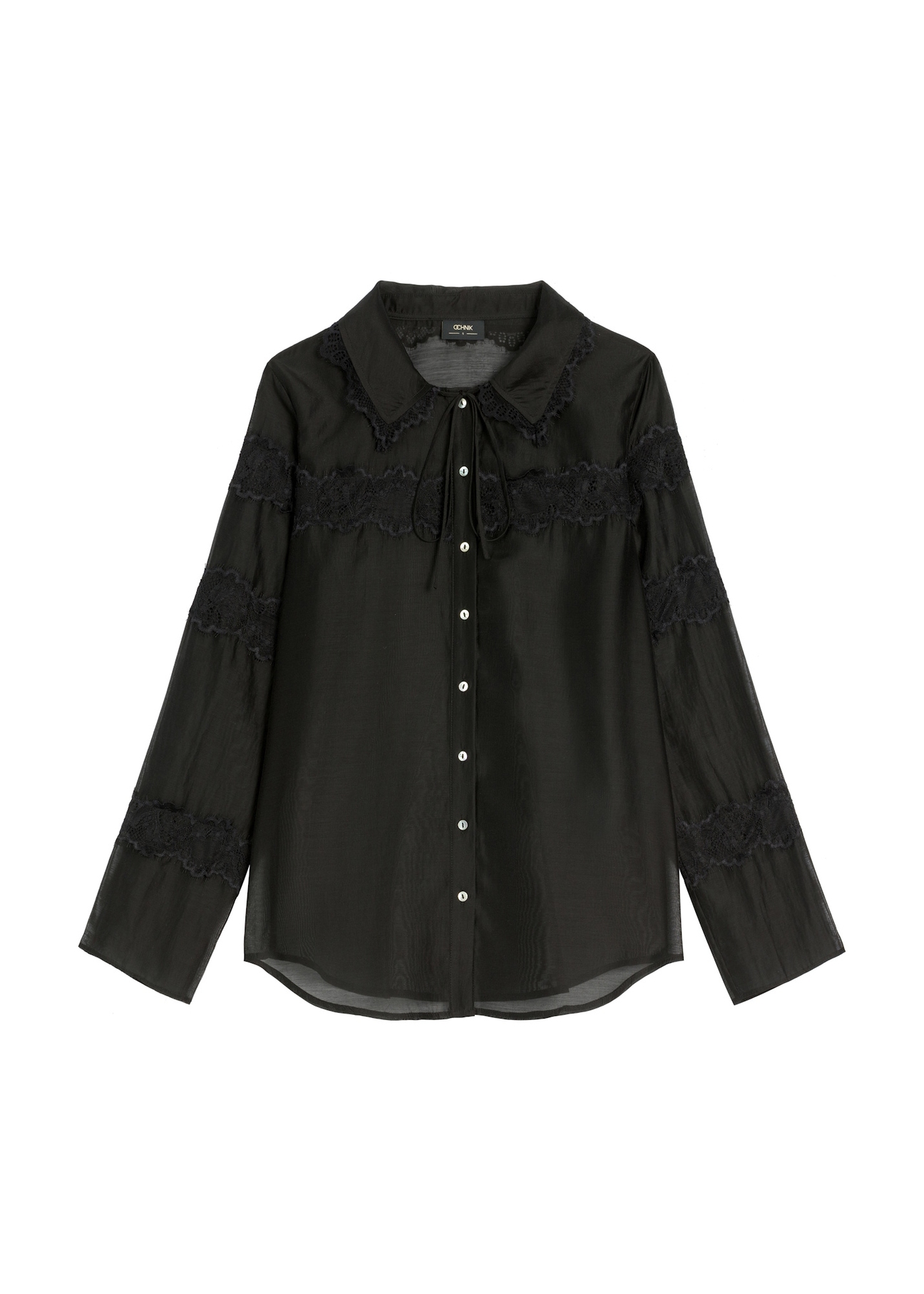 Black women's lyocell shirt KOSDT-0194-99(Z26), front product view on white background.