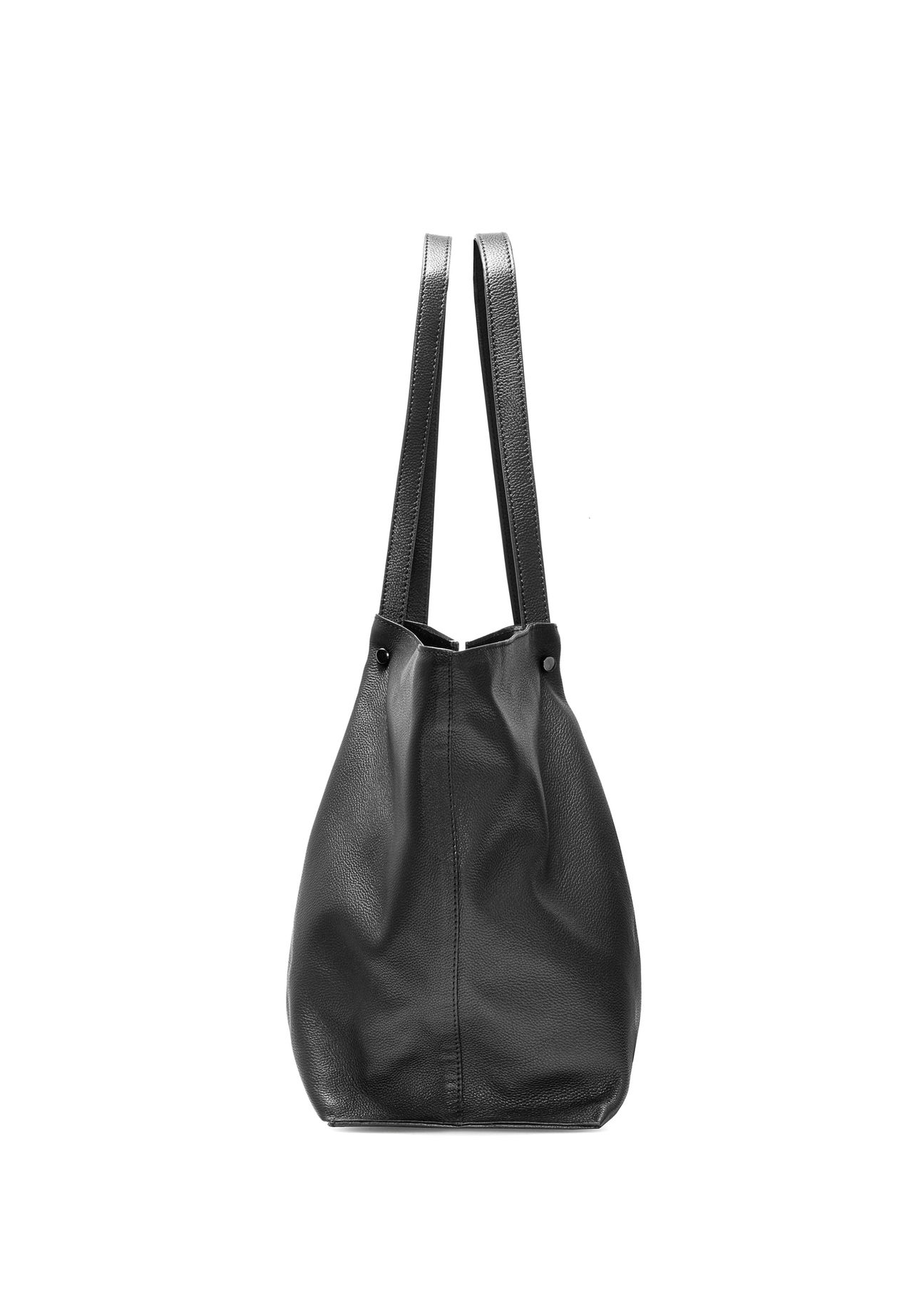 Black large leather women's handbag TORES-1181-99(Z25), product view from the side on a white background.
