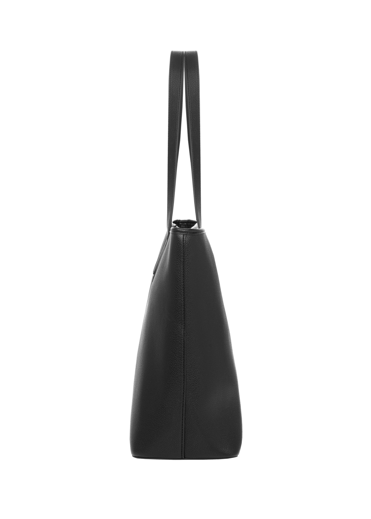 Women's shopper bag in black TOREC-0816-9I(Z26), product view from the side on a white background.