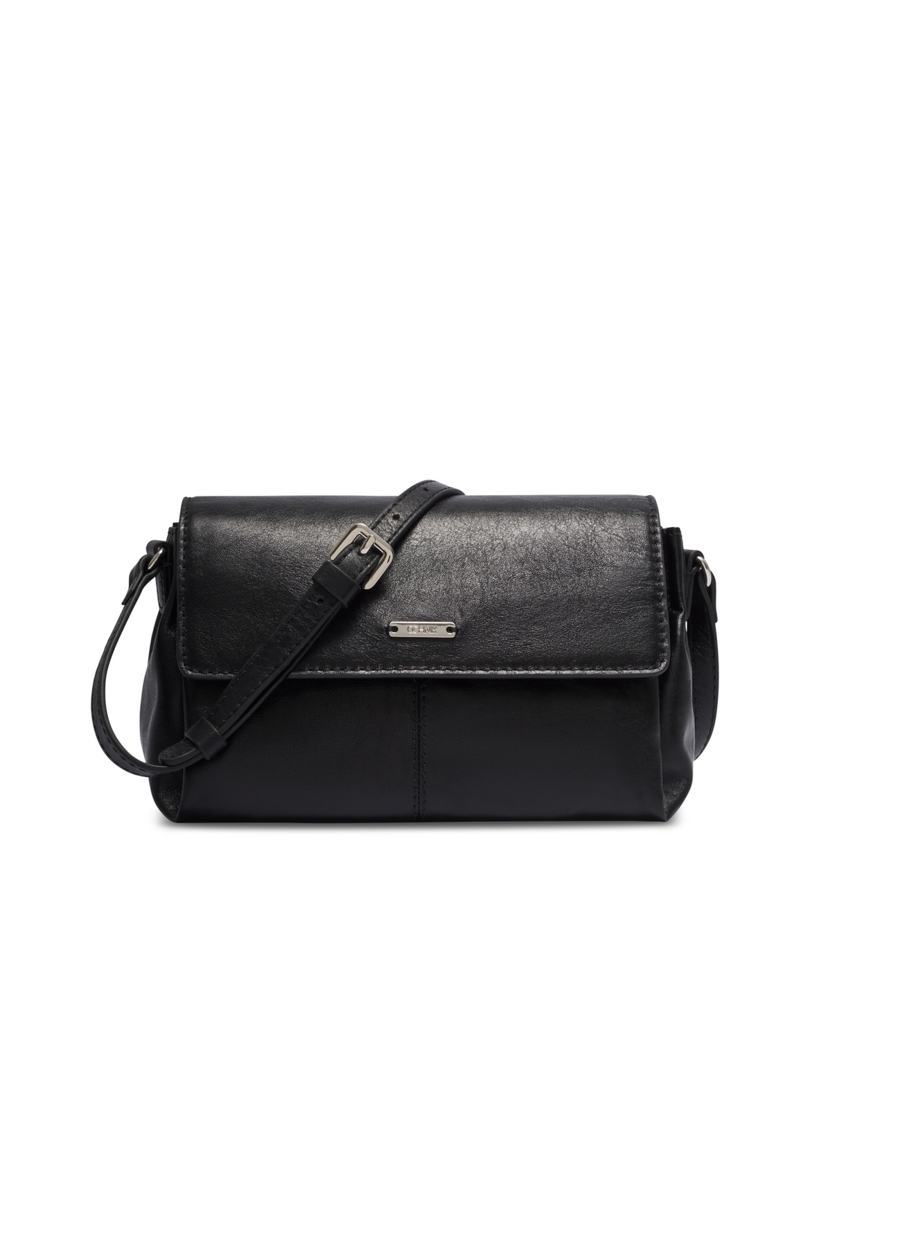 Black small leather handbag TORES-1351-99(Z26), front product view on light background.
