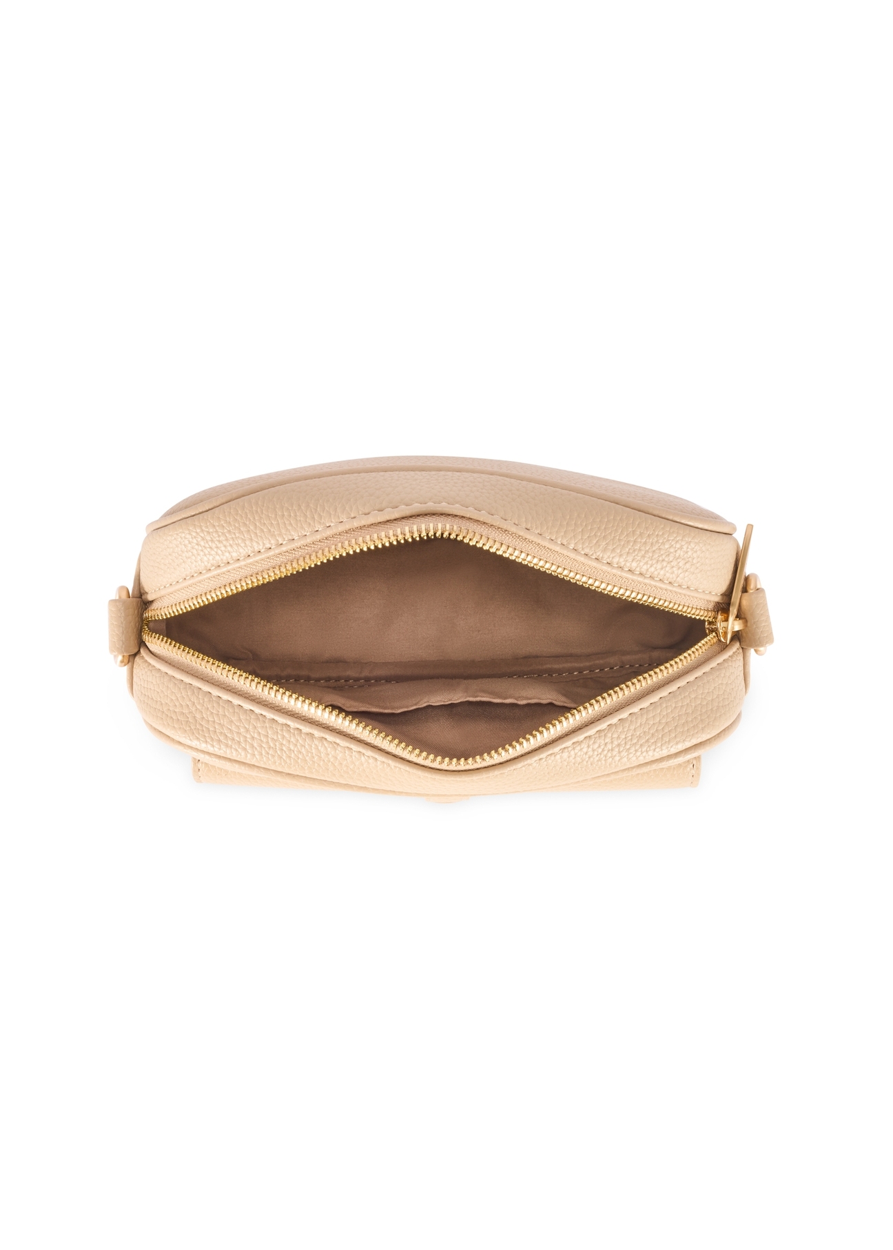 Small beige women's handbag TOREC-1174-1B(W26), product view inside on white background.