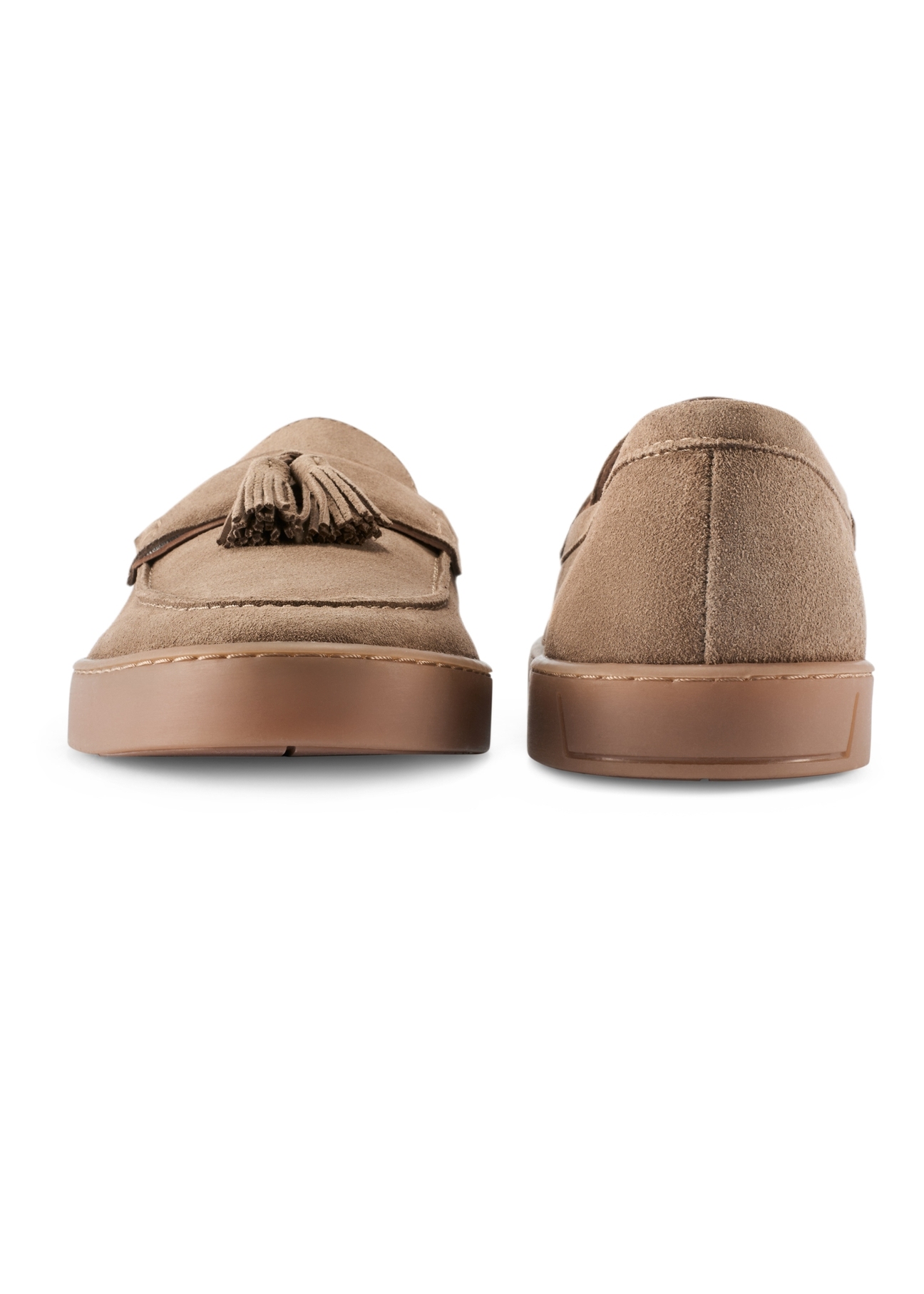 Men's cool beige moccasins BUTYM-0531-1K(W26), front and back view of the product on a white background.