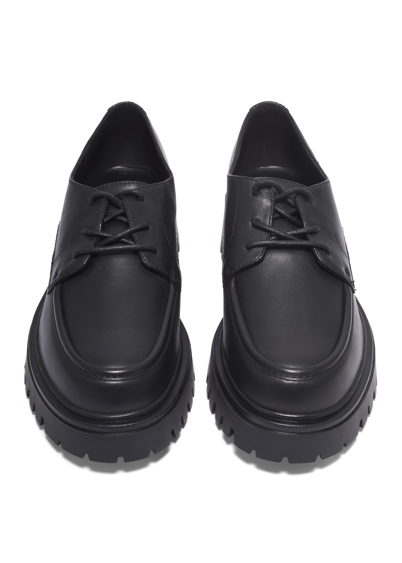 Black leather women's shoes BUTYD-1310-99(Z26), front product view on white background.