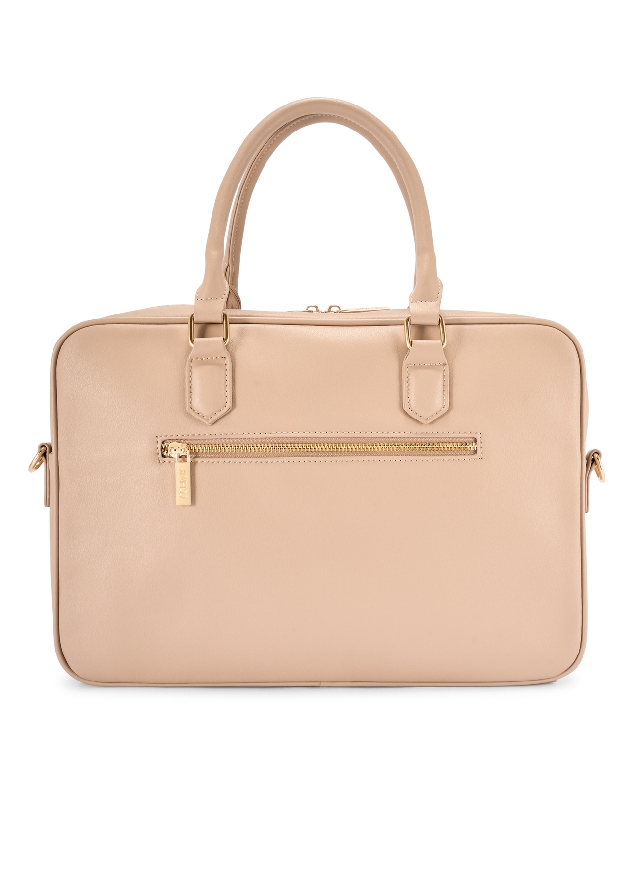 Beige women's laptop bag TOREC-1209-1B(W26), product view from the back on a white background.