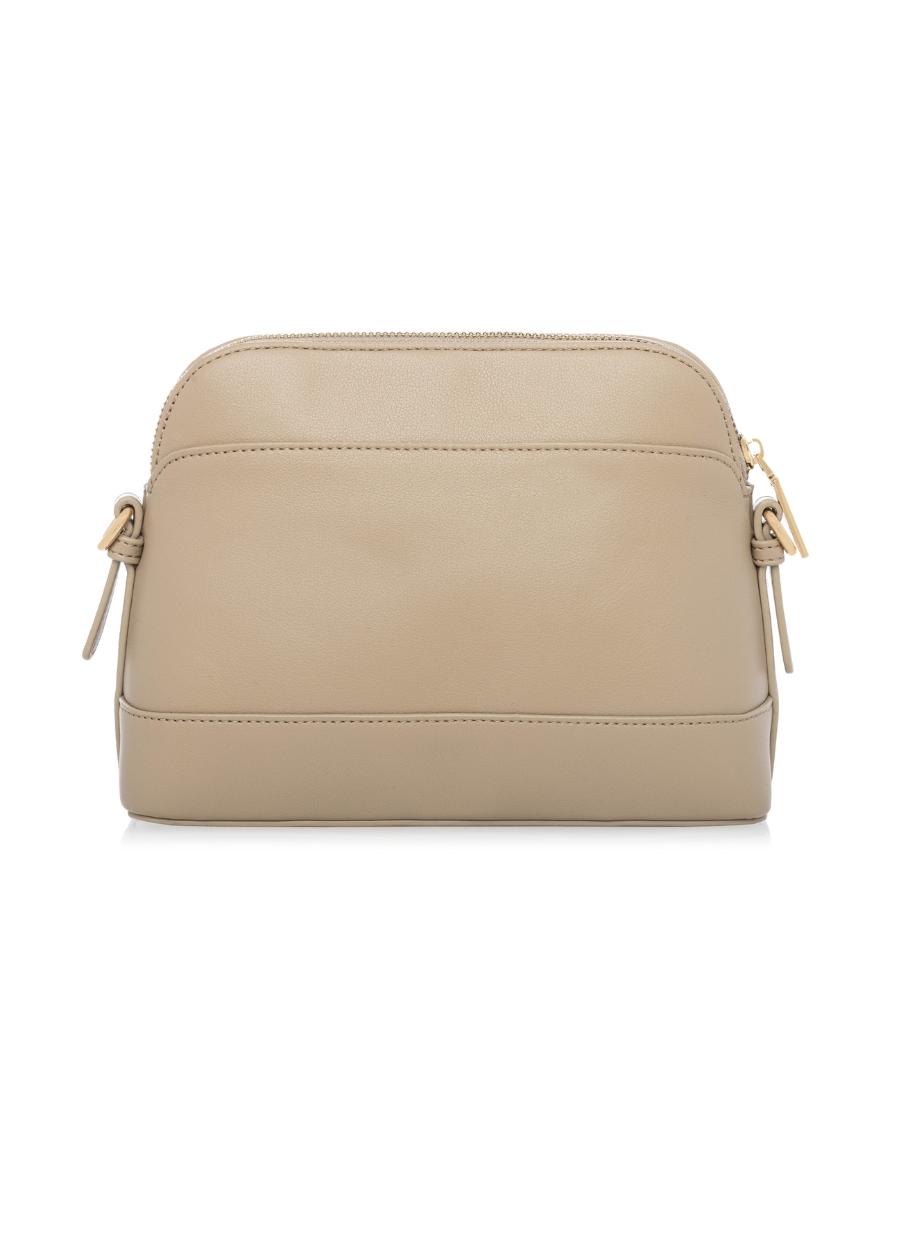 Beige women's handbag with monogram TOREC-1180-1P(W26), product view from the back on a white background.