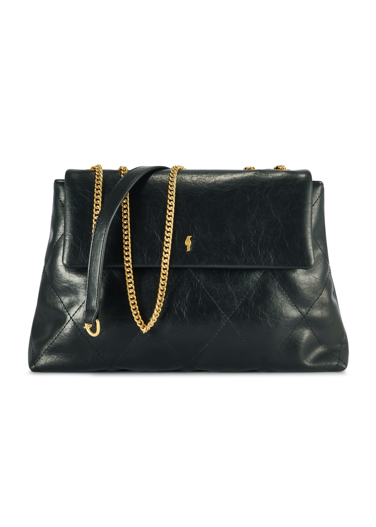 Black women's handbag with chain TOREC-1099-99(Z25), product view from the front on a white background.