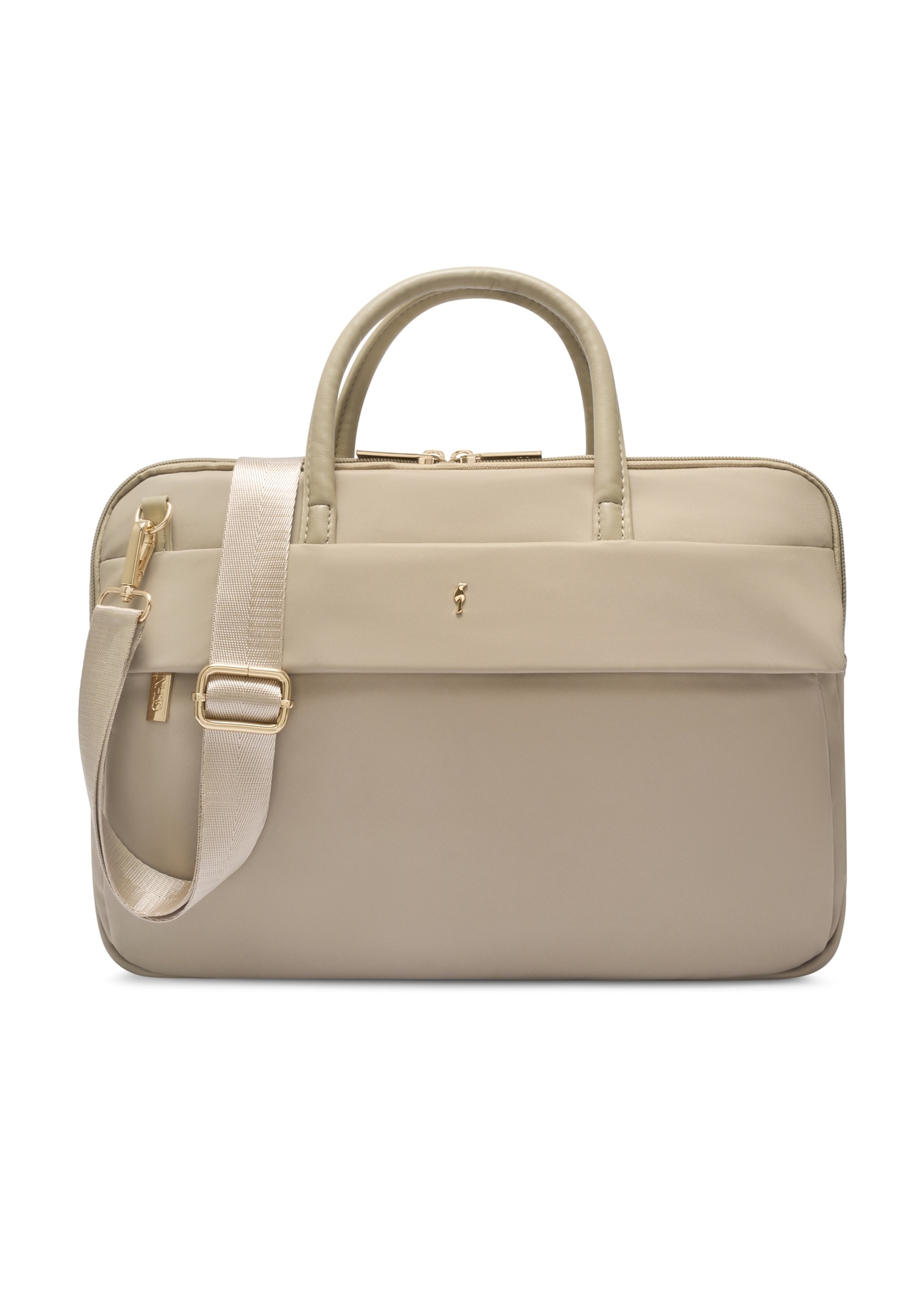 Beige women's laptop bag TOREN-0344-1A(W26), front product view on white background.