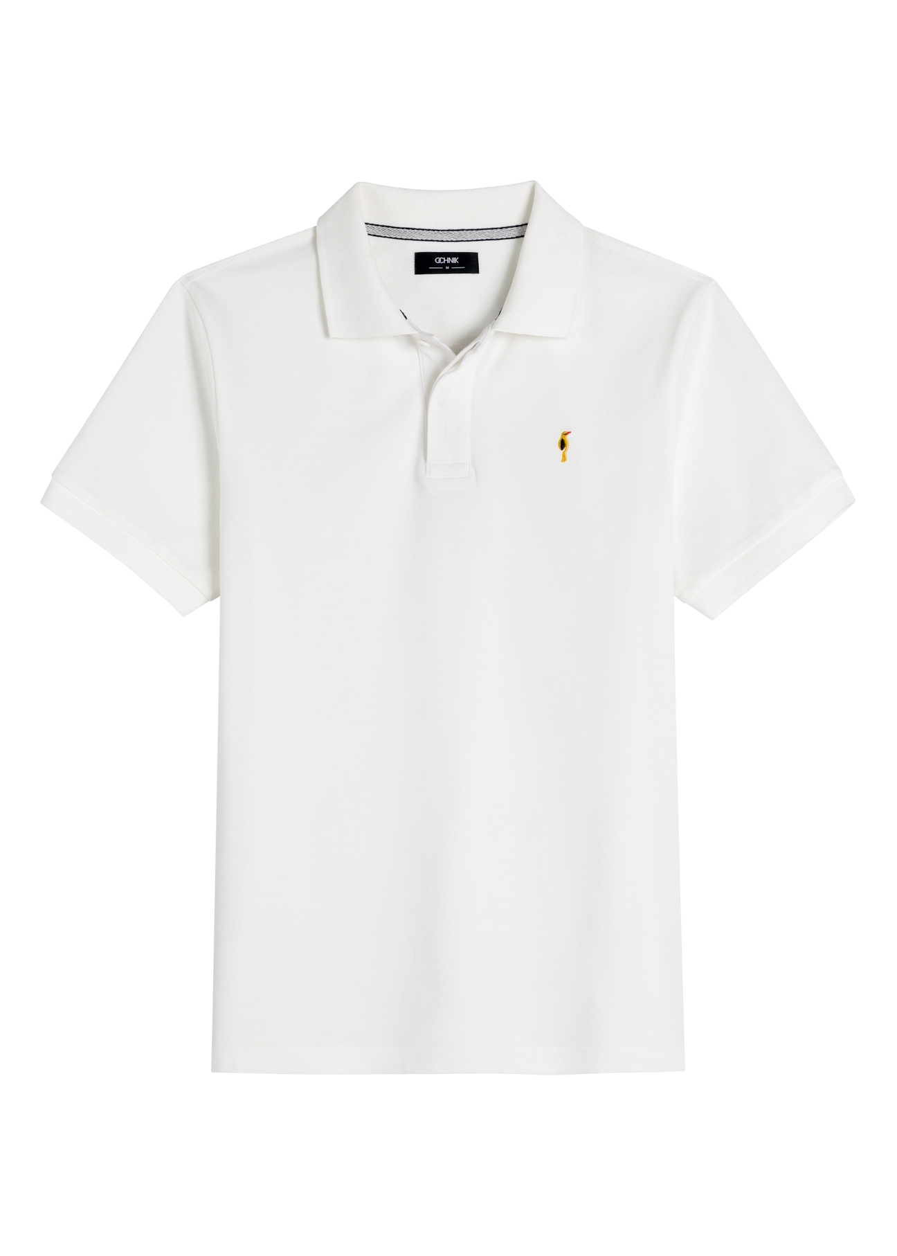 Cream cotton polo shirt POLMT-0086-0B(W26), front product view on white background.