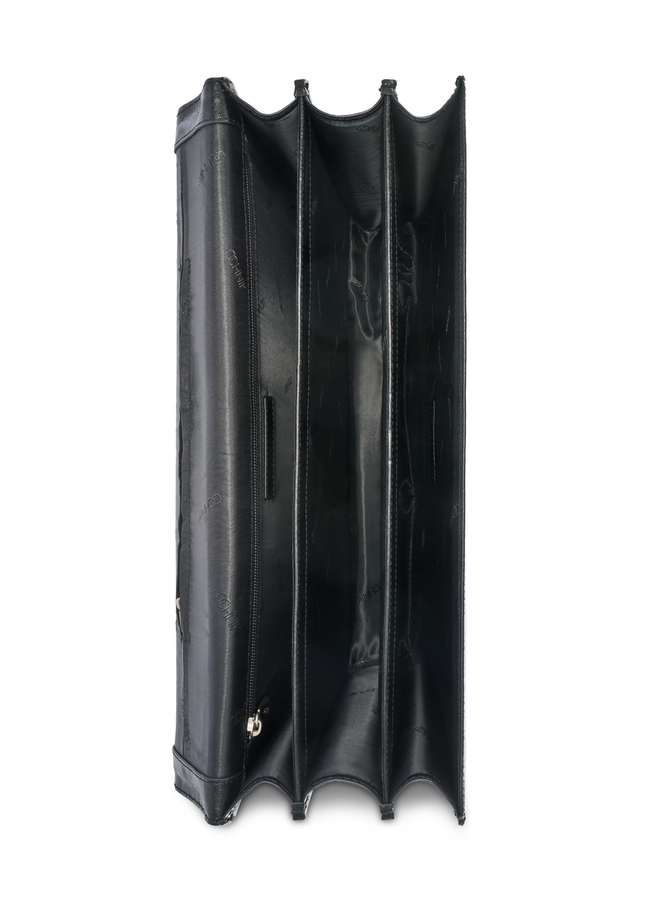 Men's leather briefcase TORMS-0478-99(Z25), product view from the inside on a white background.