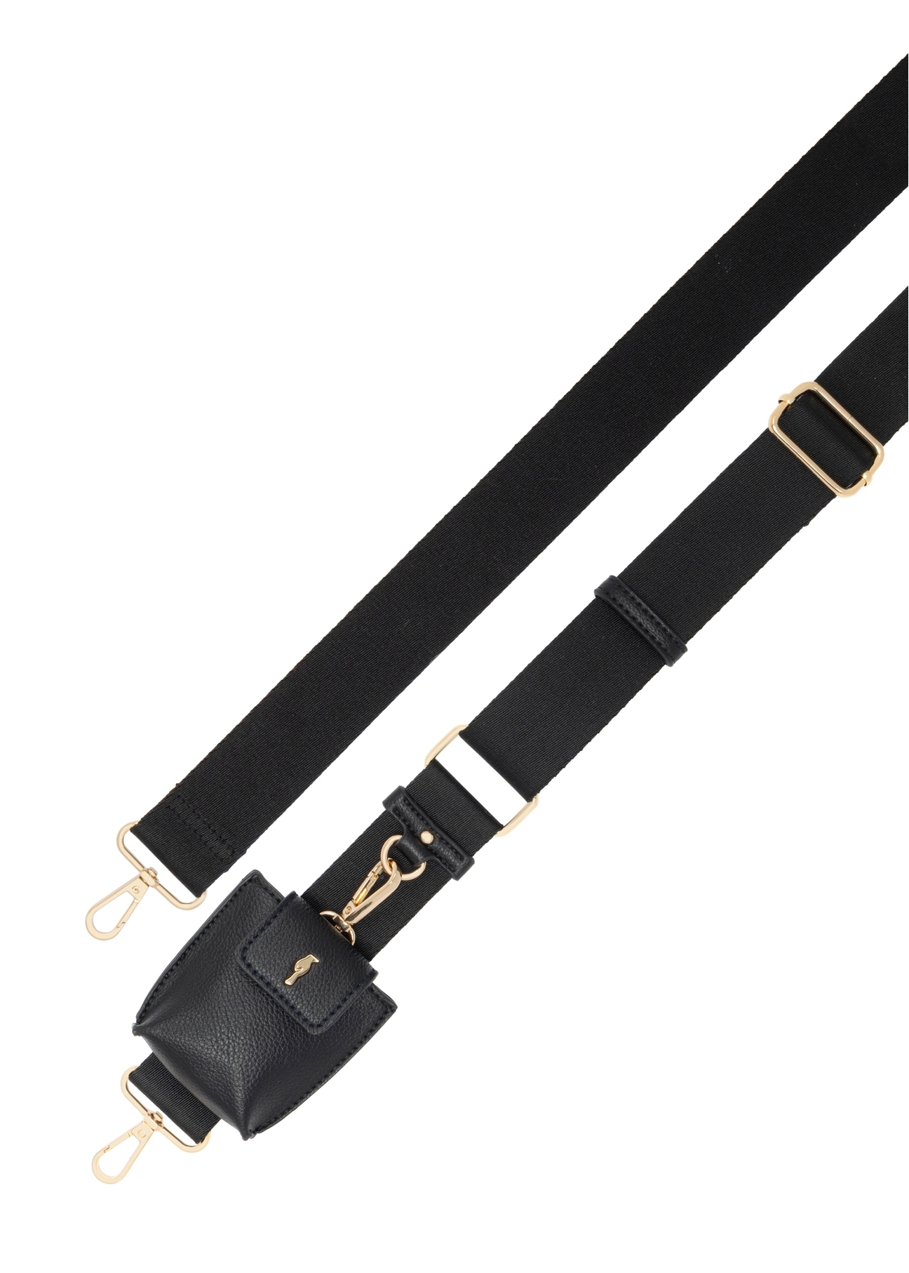 Black women's shoulder bag TOREC-1255-99(Z26). View of the strap on a white background.