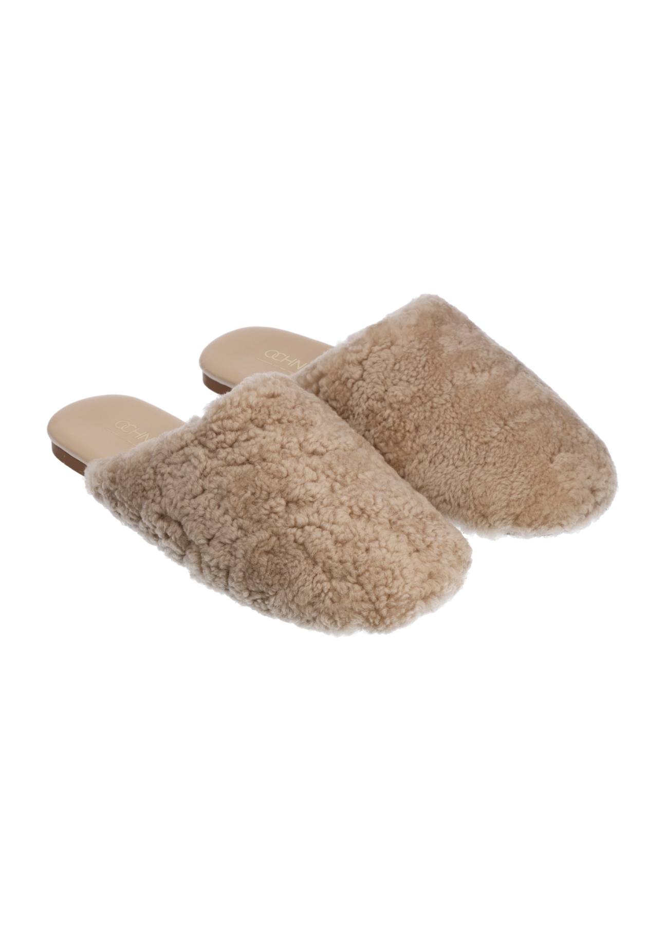 Beige women's wool slippers BUTYD-1318-1B(Z26), angled product view on a white background.