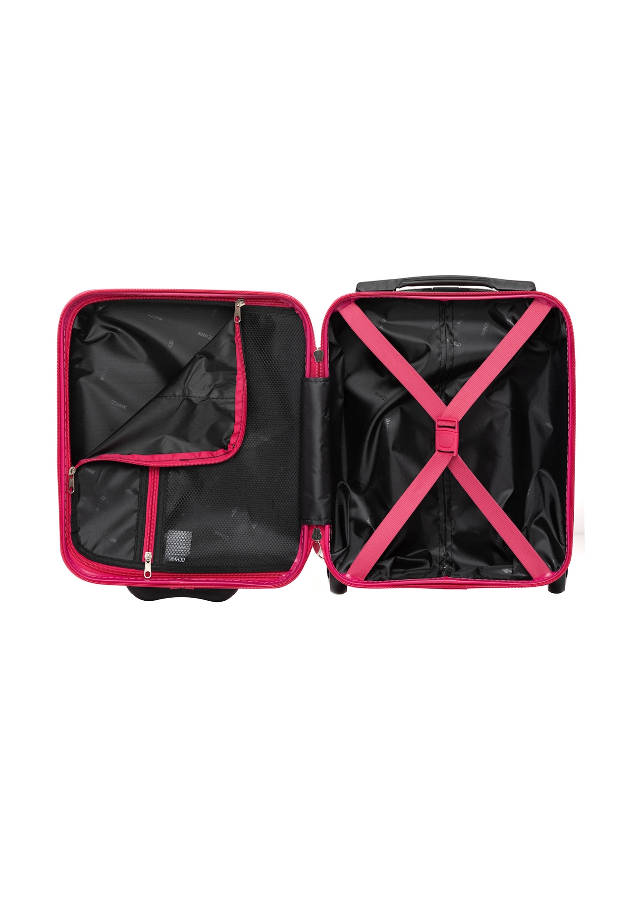 Cabin suitcase on wheels WALAB-0040-5E-16(W26), product view inside on white background.