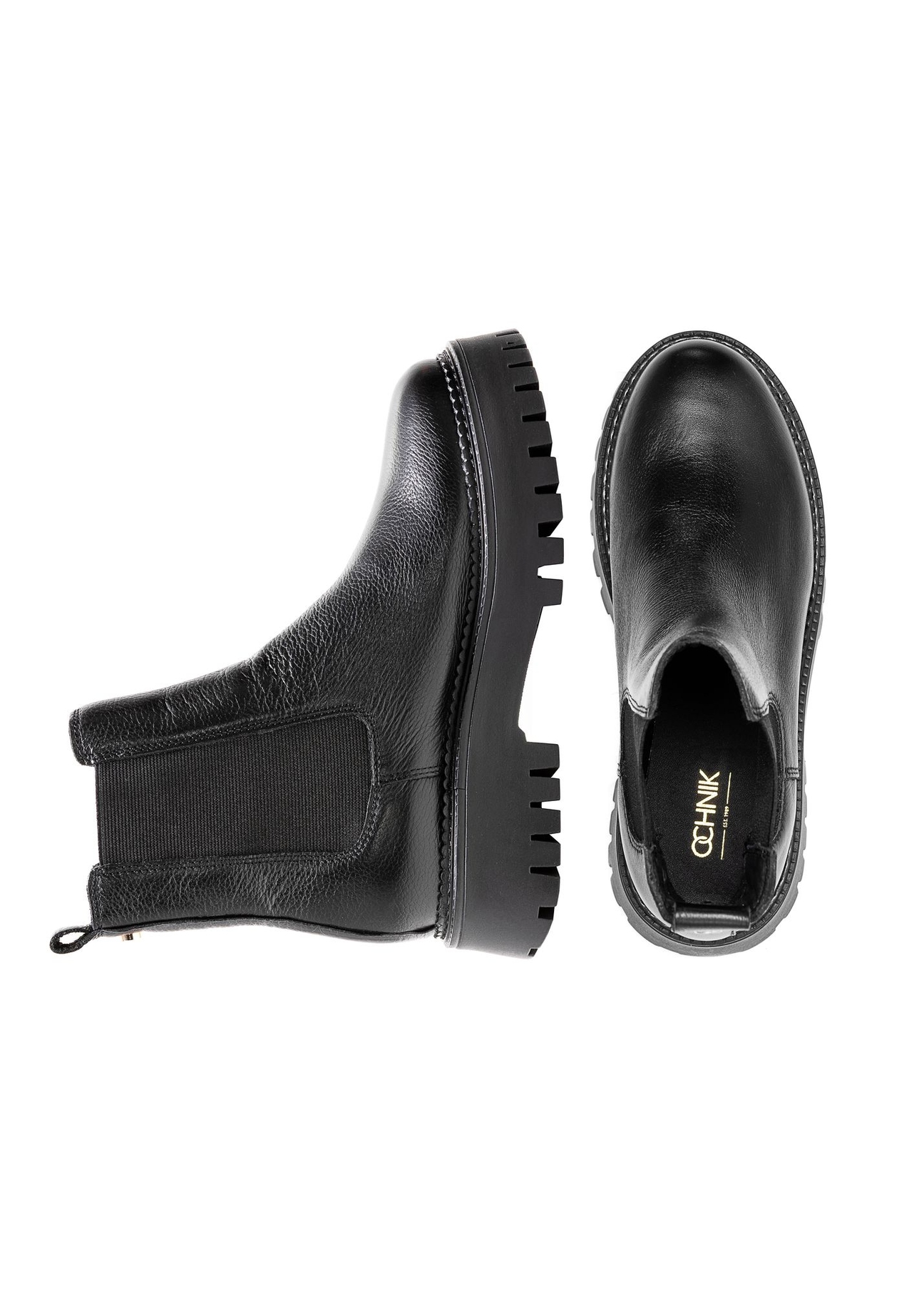 Women's black Chelsea boots BUTYD-1182-99(Z25) - top view of the product on a white background.