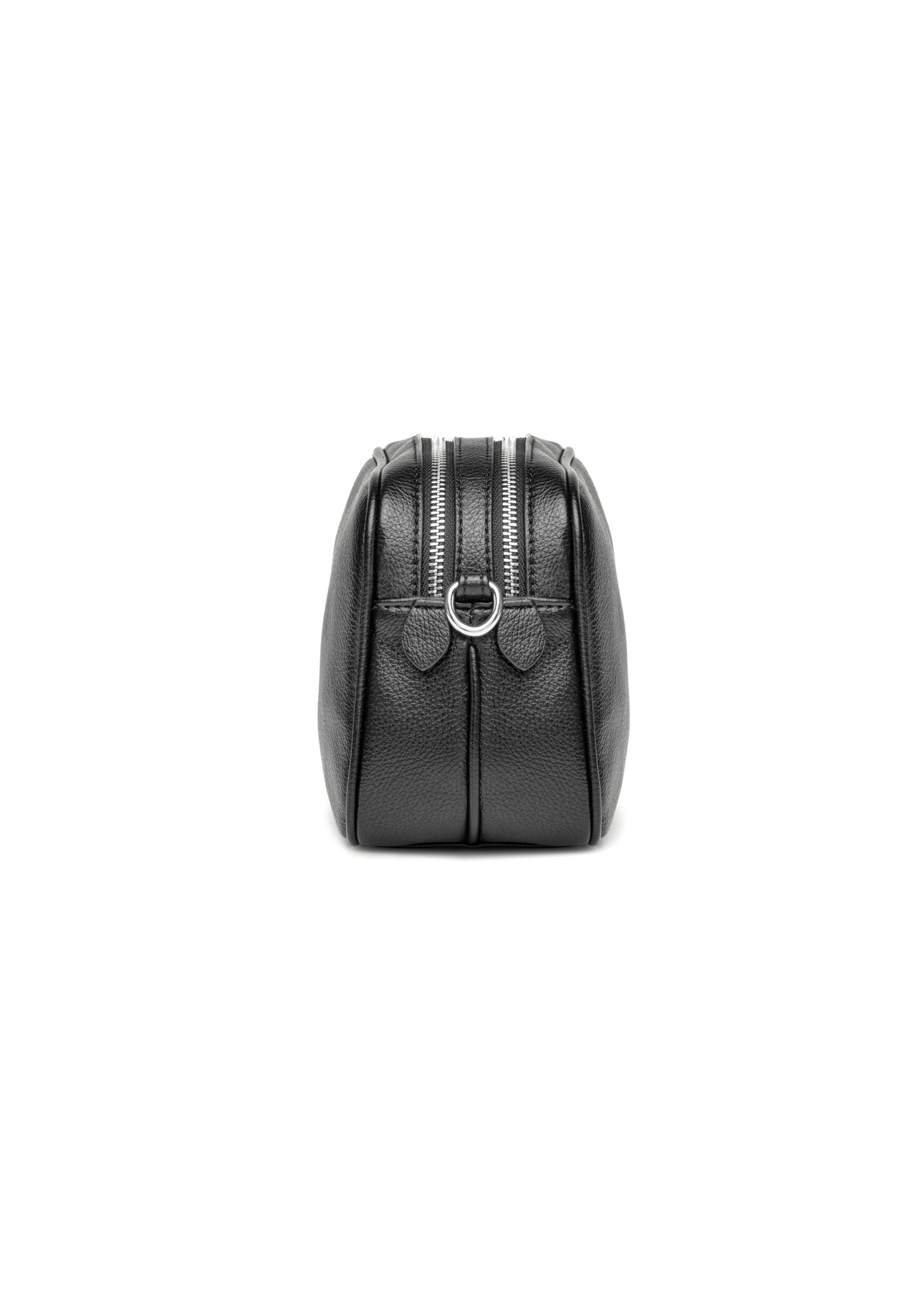 Black medium women's handbag TOREC-1121-9I(W26), product view from the side on a white background.