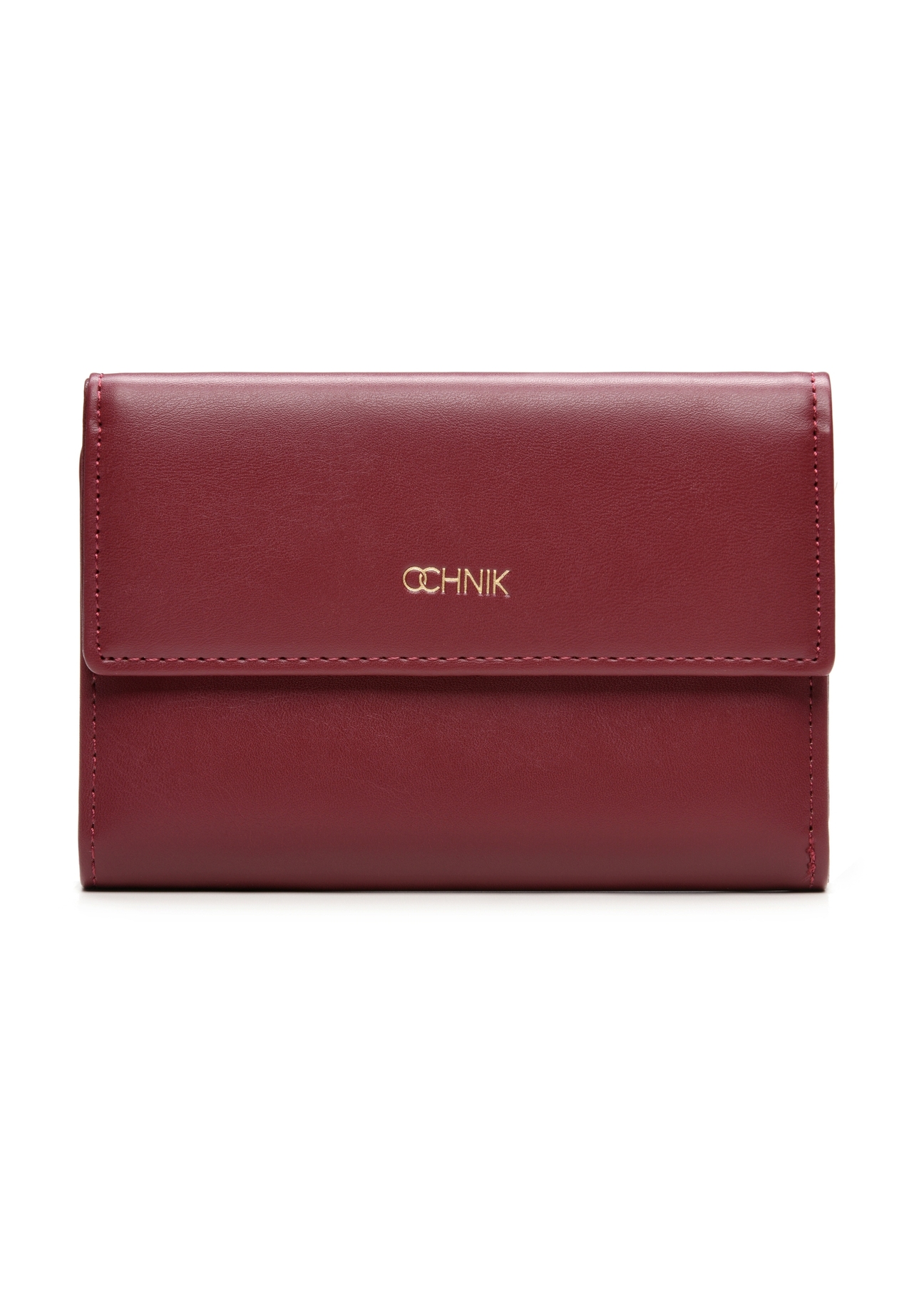 Burgundy women's wallet POREC-0426-49(Z25), product view from the front on a white background.